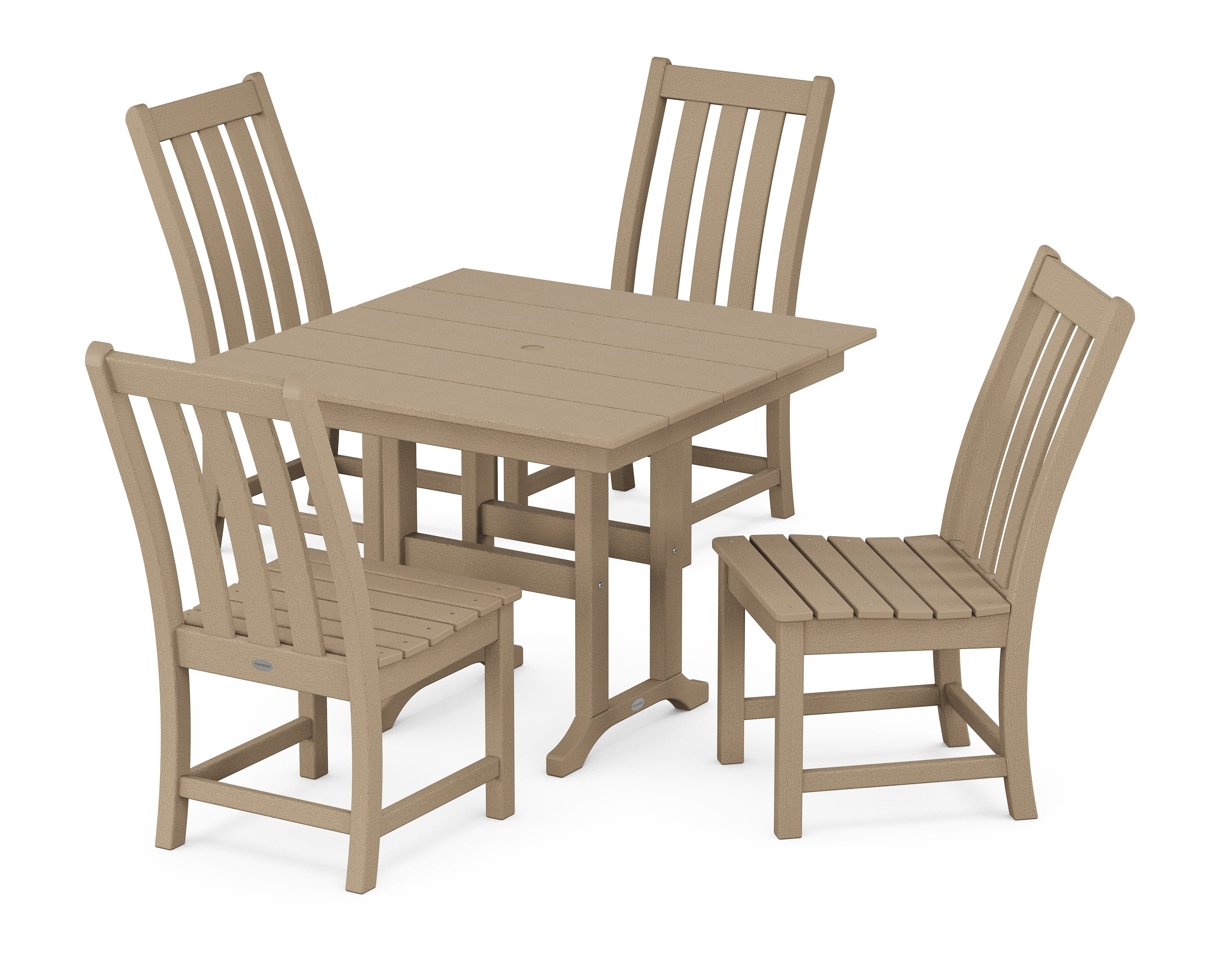 Vineyard Side Chair 5-Piece Farmhouse Dining Set in Vintage Sahara