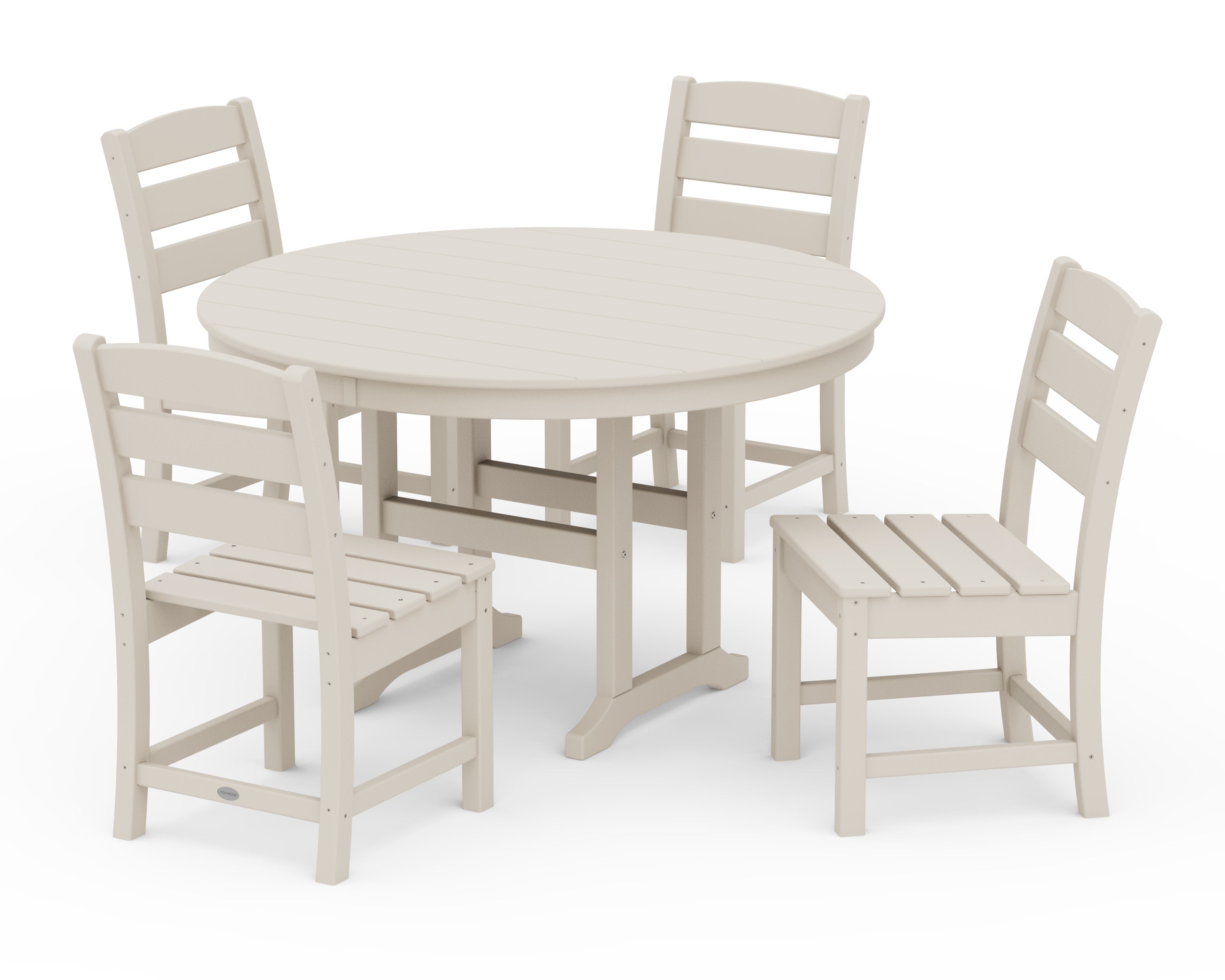 Lakeside 5-Piece Round Farmhouse Side Chair Dining Set in Sand