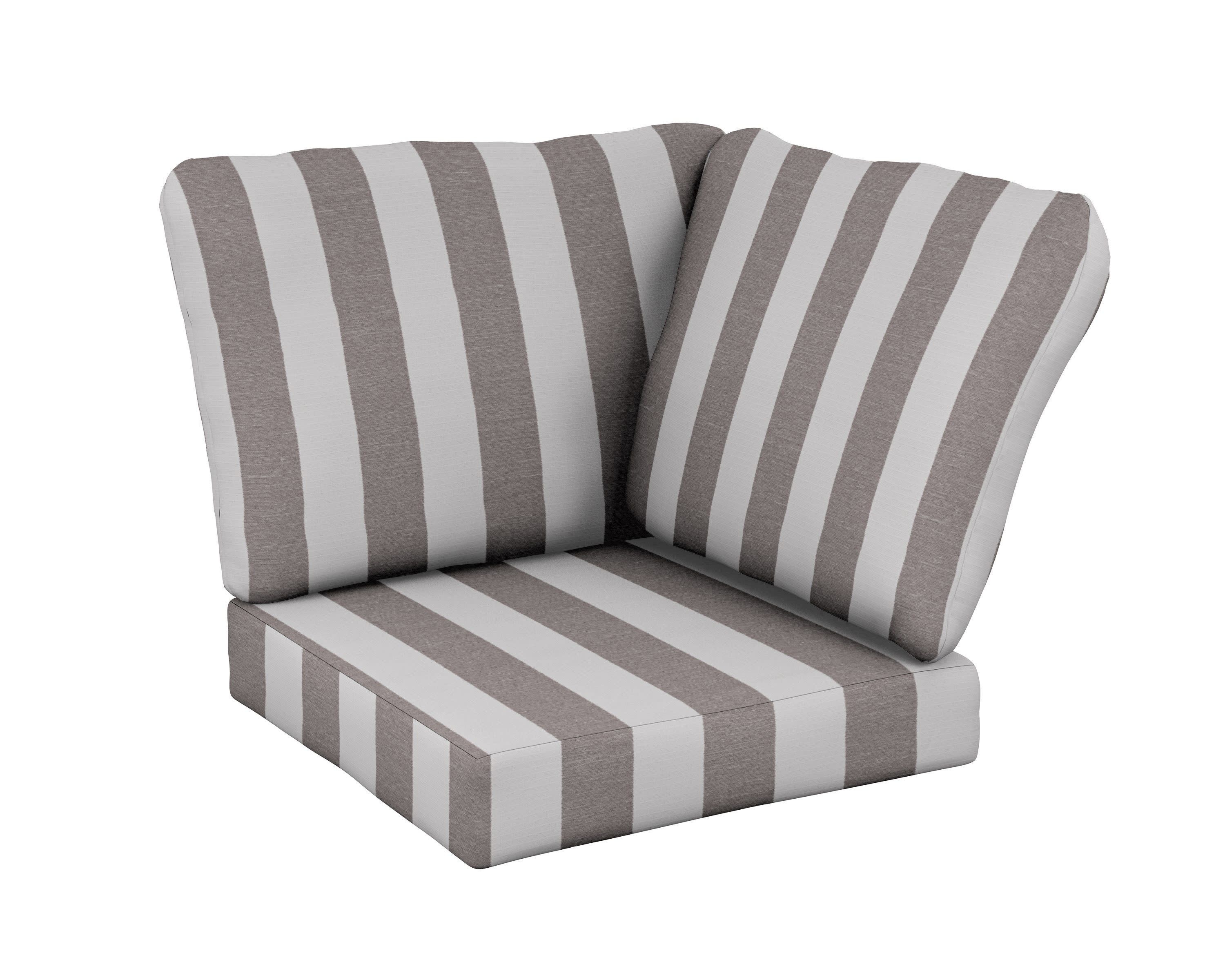 Baffle Modular Corner Cushion in Cabana Stripe Grey Mist