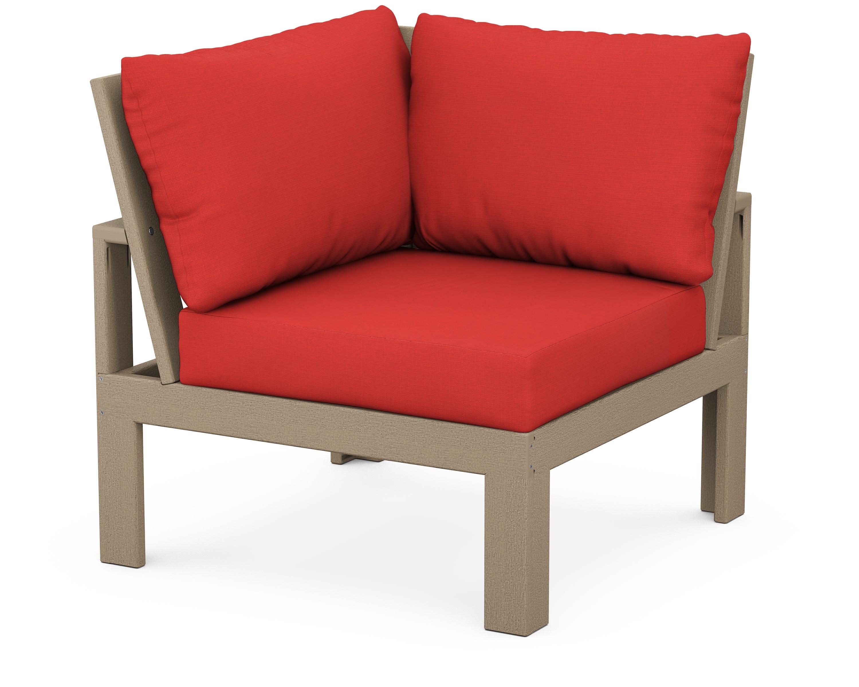 Modular Corner Chair in Vintage Sahara / Crimson Linen