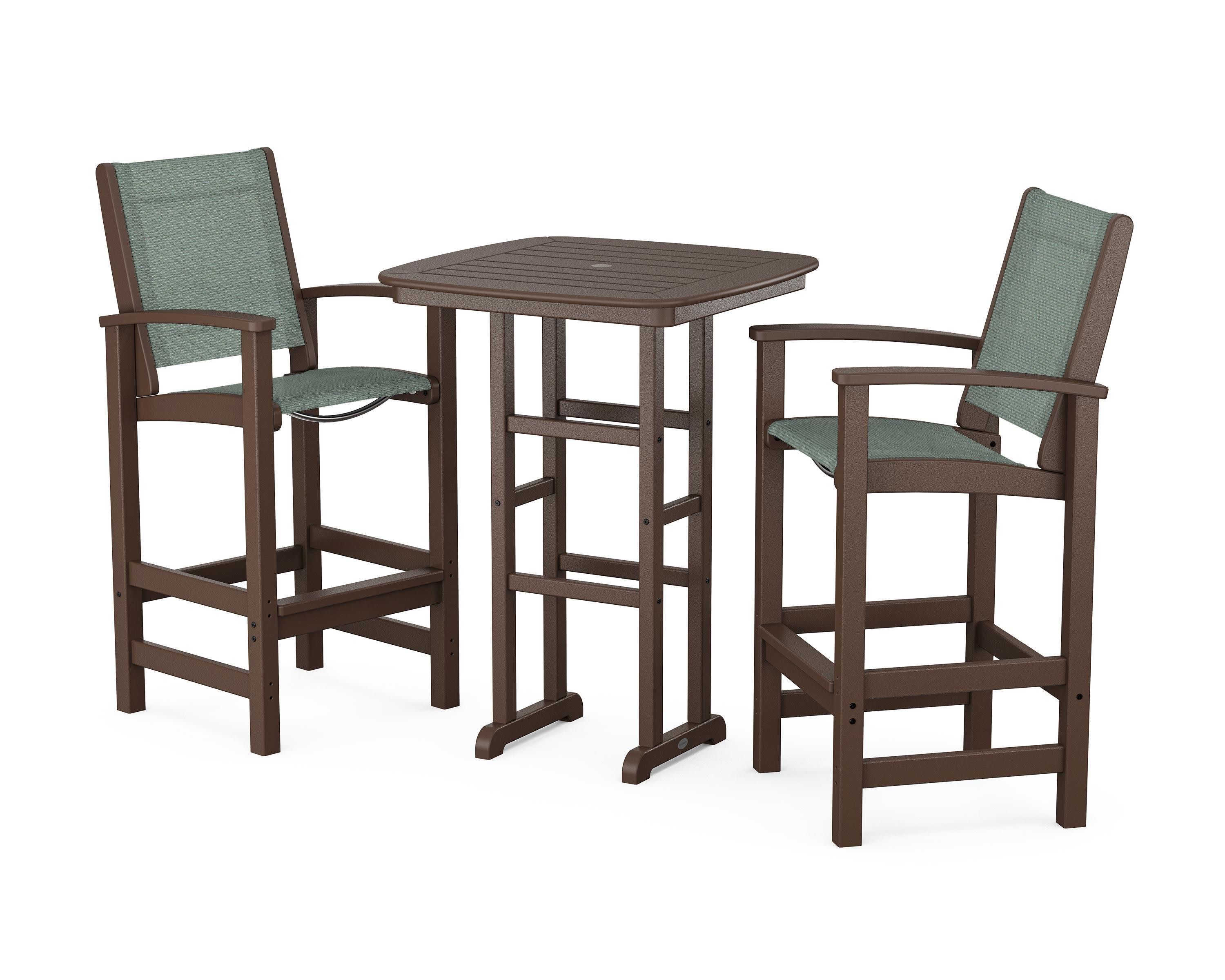 Coastal 3-Piece Bar Set in Mahogany / Dupioni Sea Mist Sling