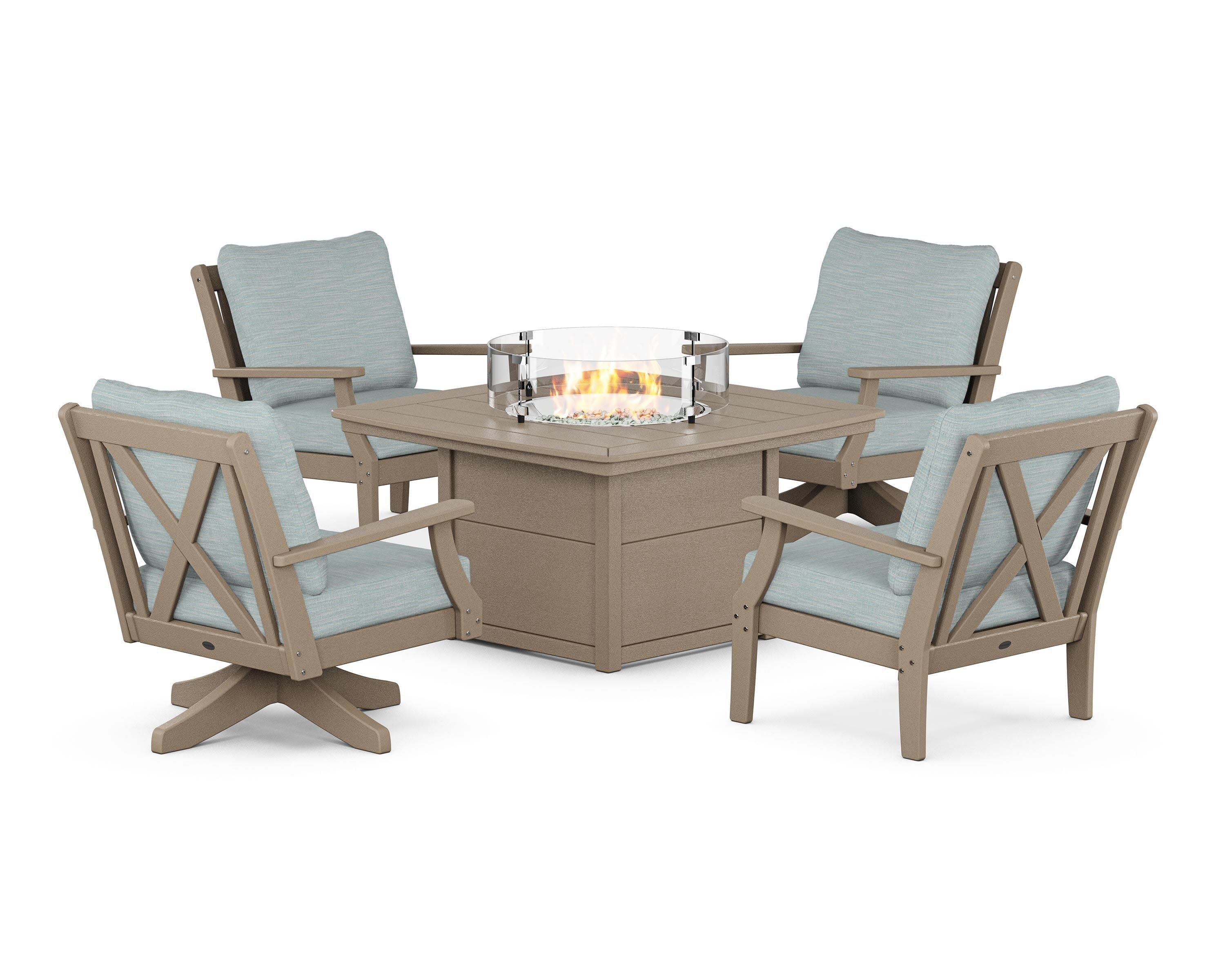 Braxton 5-Piece Deep Seating Set with Fire Table in Vintage Sahara / Soothe Mist