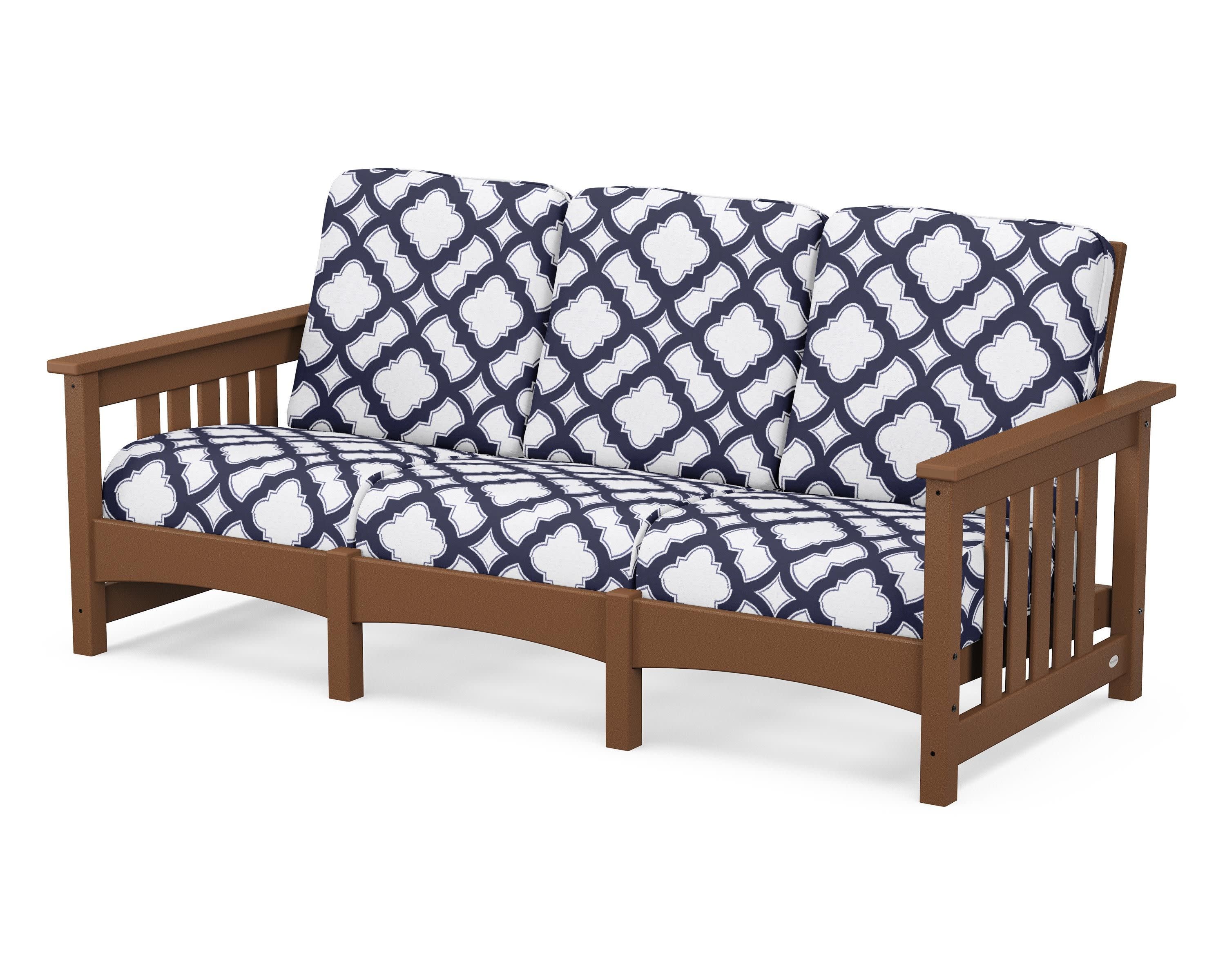 Club Mission Sofa in Teak / Trellis Navy