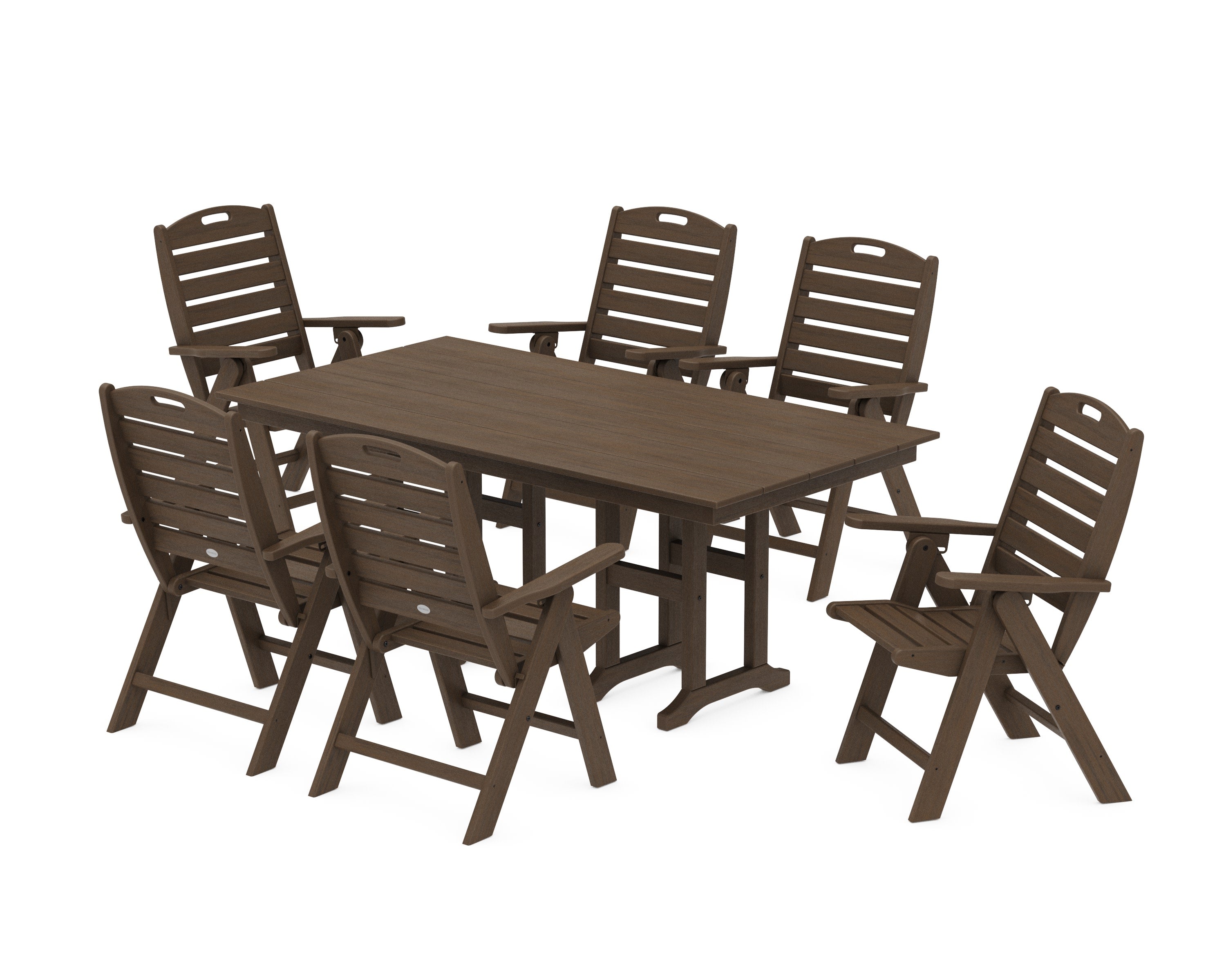 Nautical Highback 7-Piece Farmhouse Dining Set in Kona