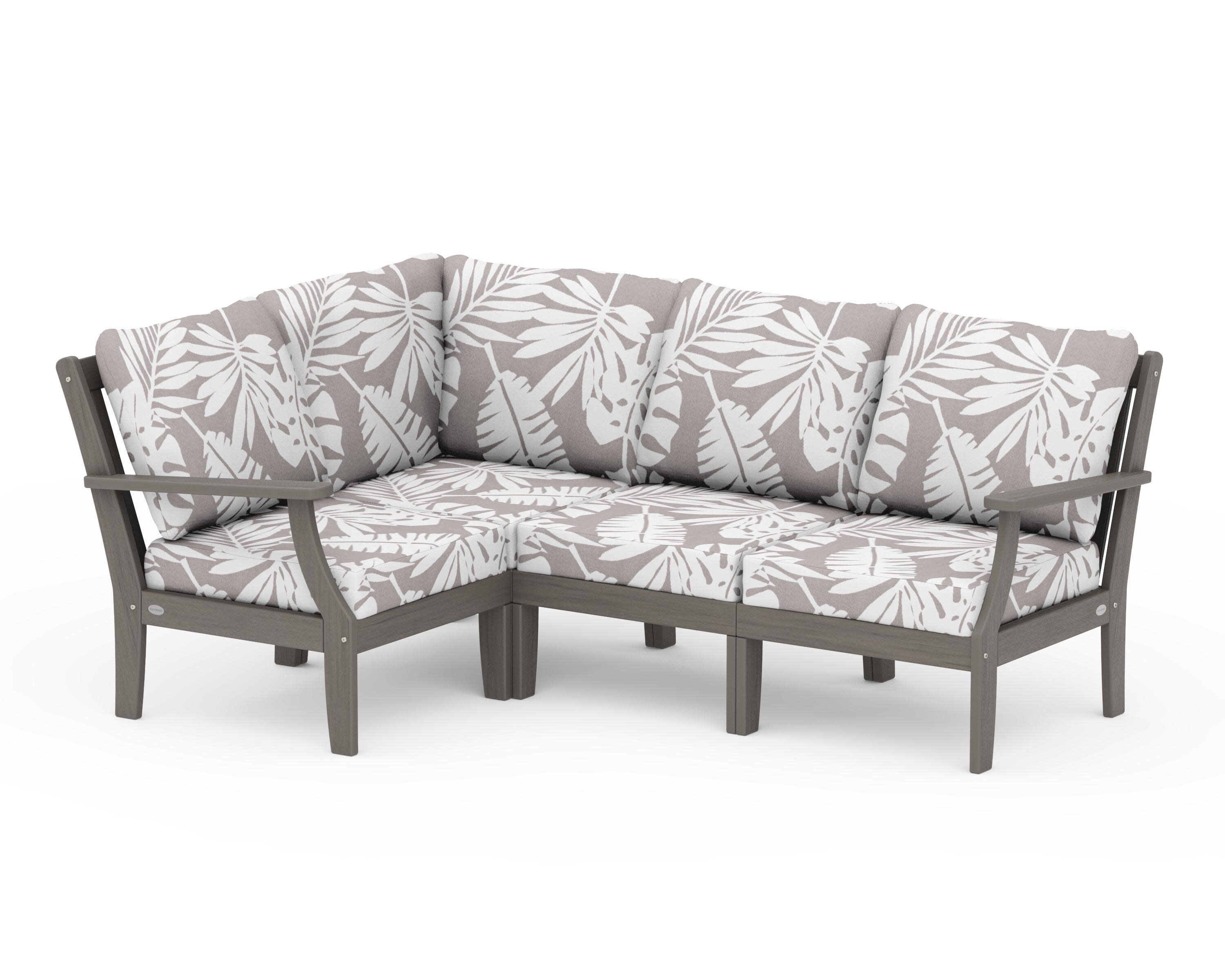 Braxton Modular 4-Piece Deep Seating Set in Driftwood / Leaf Grey Mist