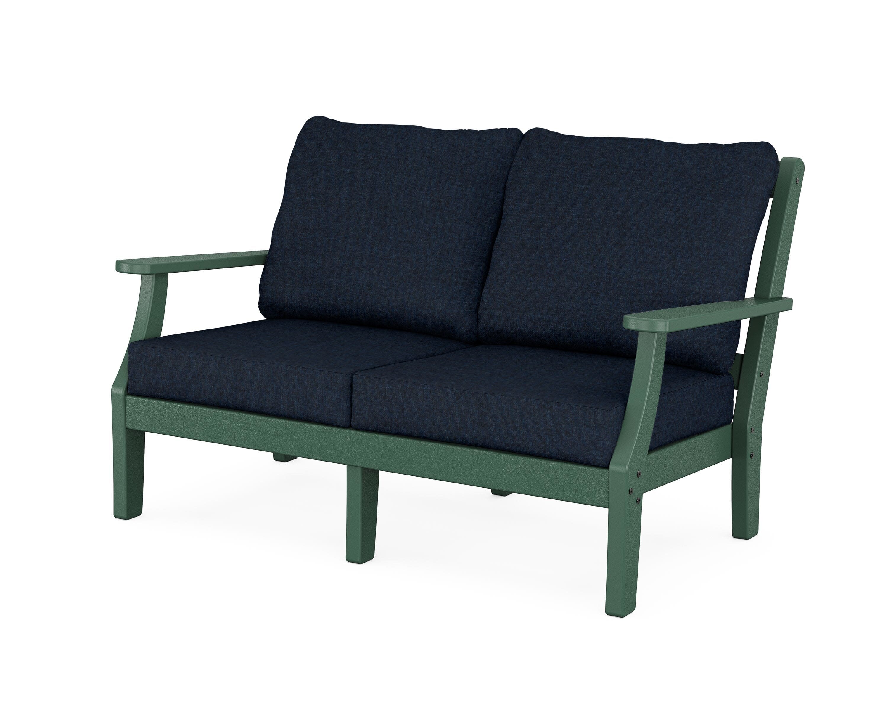 Chinoiserie Deep Seating Loveseat in Green / Marine Indigo