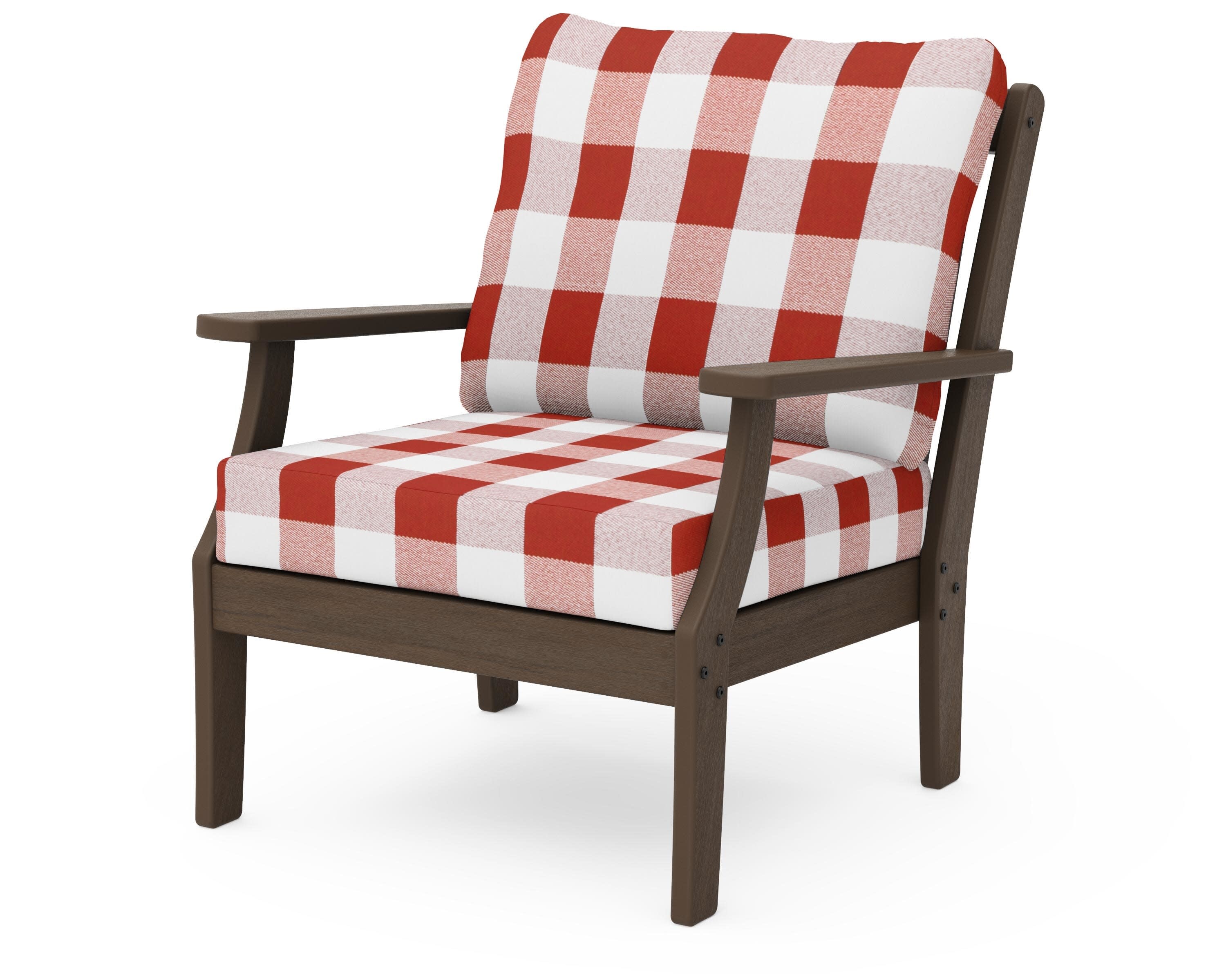 Braxton Deep Seating Chair in Kona / Buffalo Plaid Crimson
