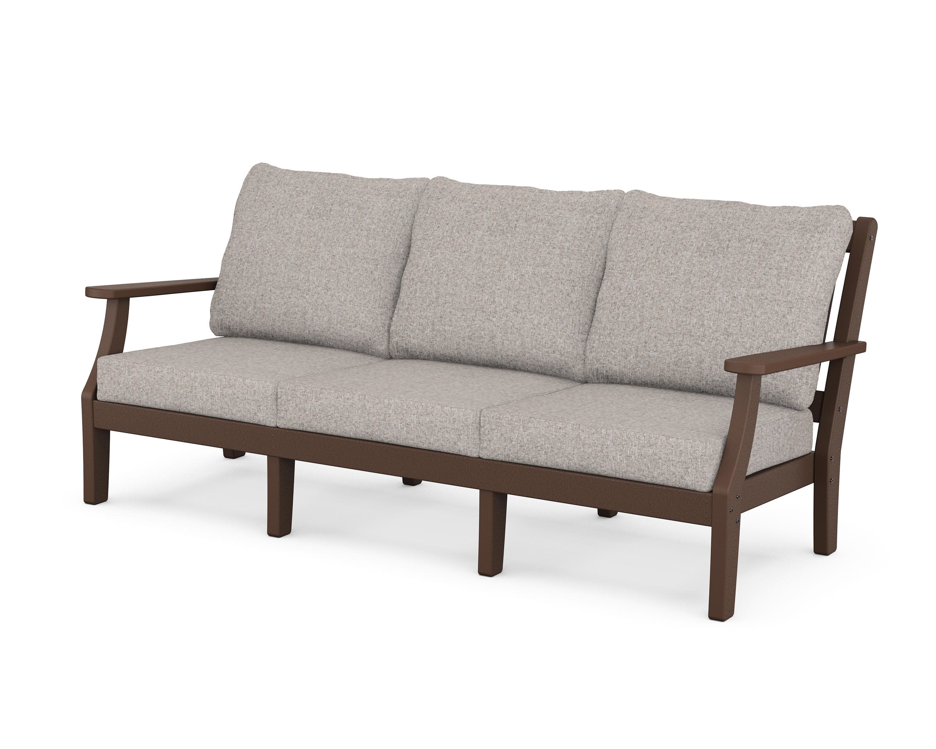 Chinoiserie Deep Seating Sofa in Mahogany / Weathered Tweed