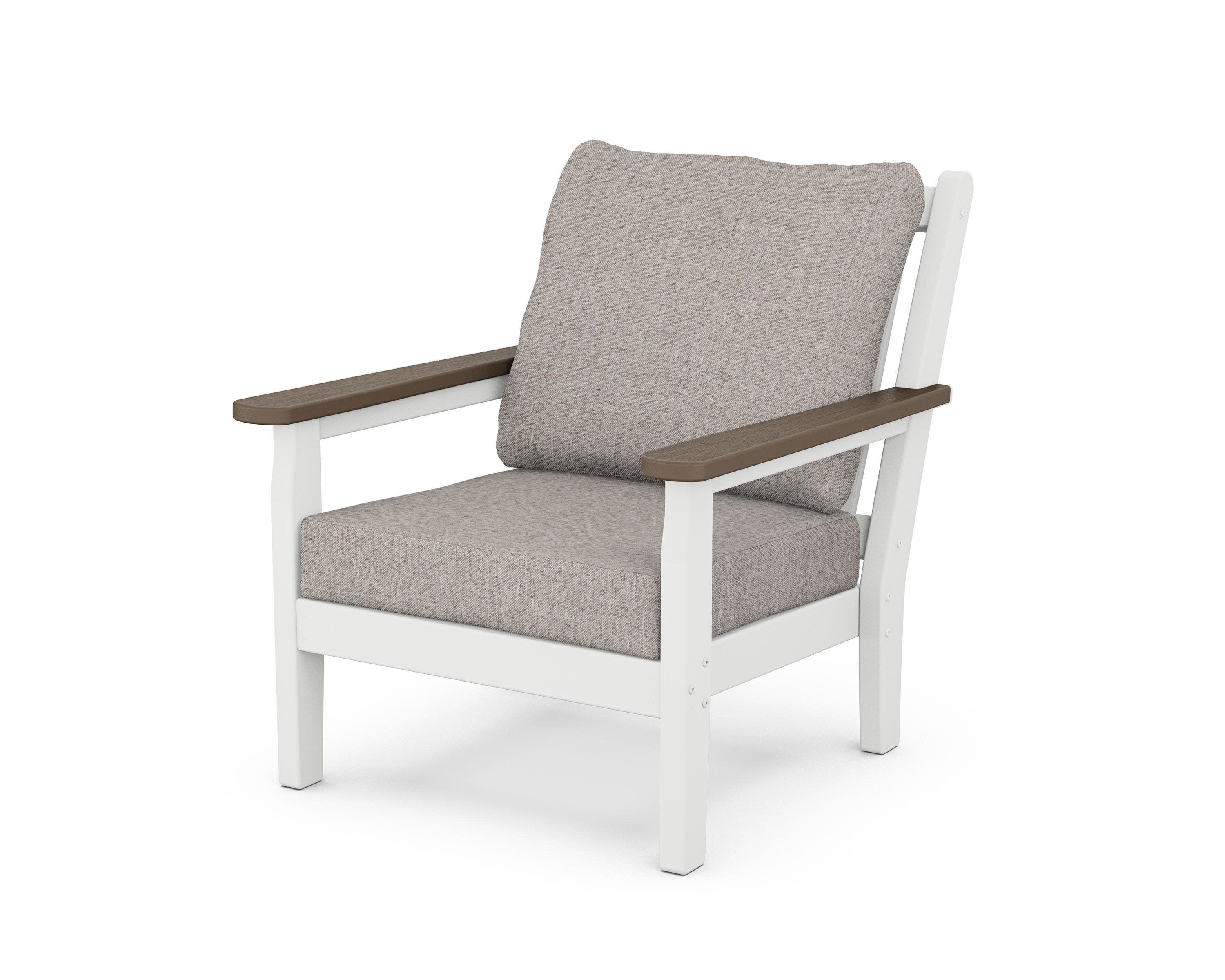 Chippendale Deep Seating Chair in White / Kona / Weathered Tweed