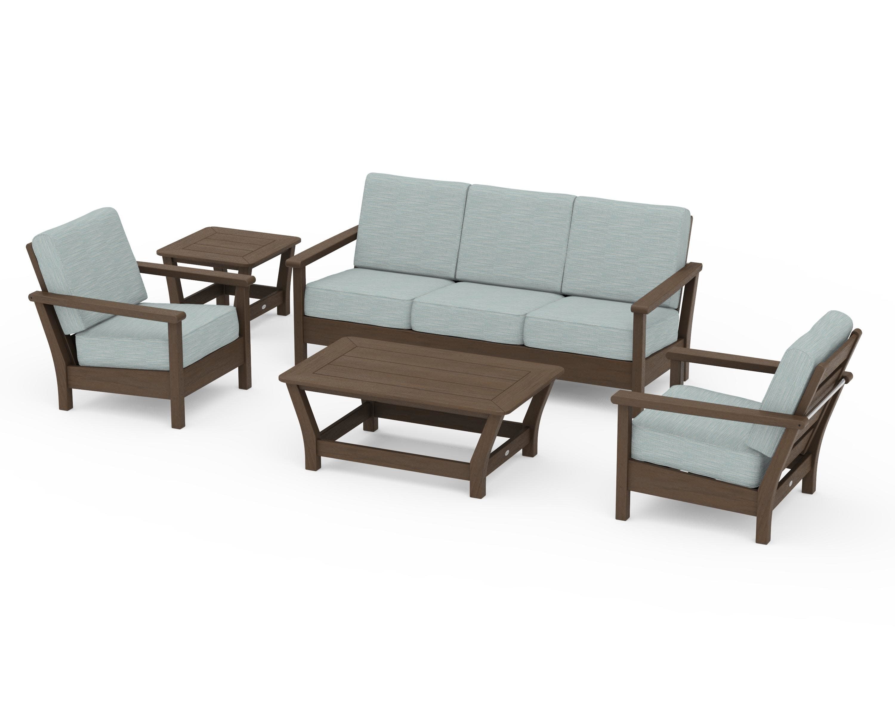 Harbour 5-Piece Deep Seating Set in Kona / Soothe Mist