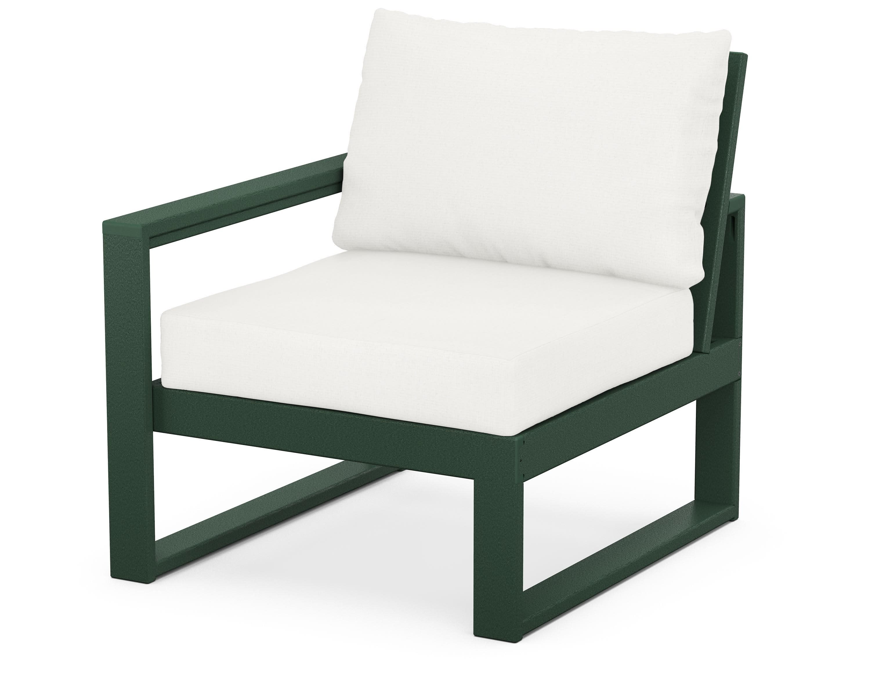 EDGE Modular Left Arm Chair in Green / Natural Linen