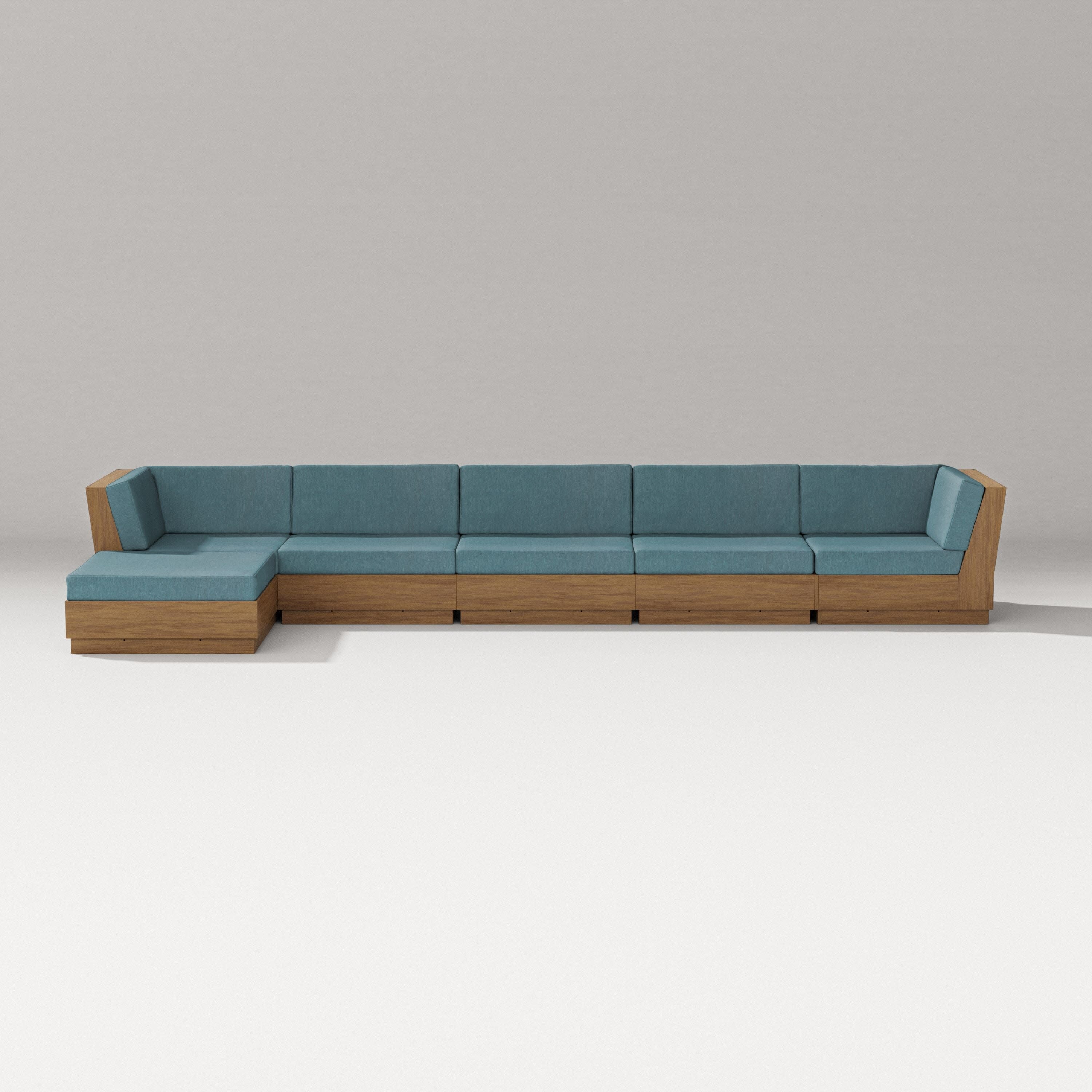 Elevate 6-Piece Chaise Sectional in Natural / Ocean Teal