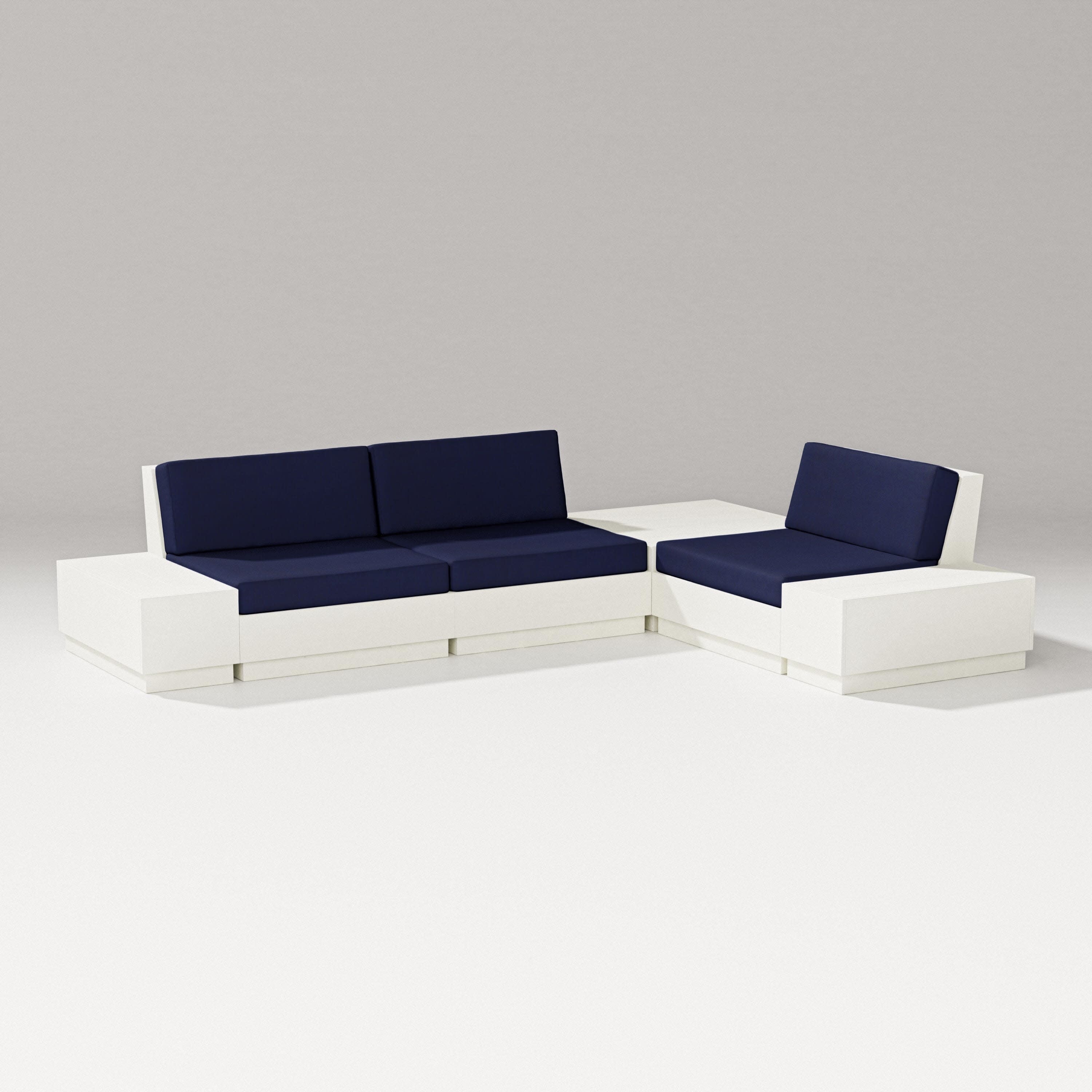 Elevate 6-Piece Corner Sectional in Vintage White / Navy