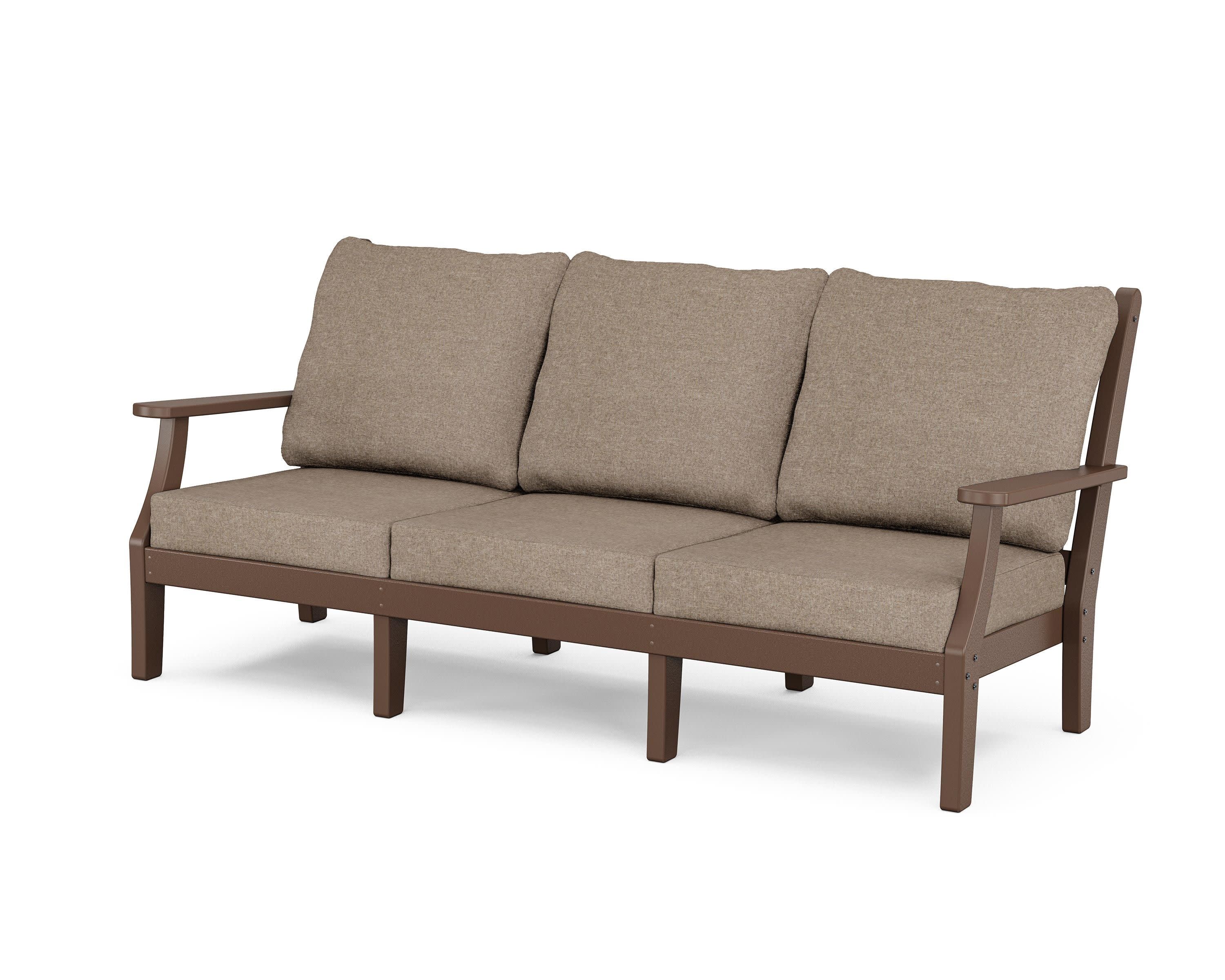 Wovendale Deep Seating Sofa in Mahogany / Spiced Burlap