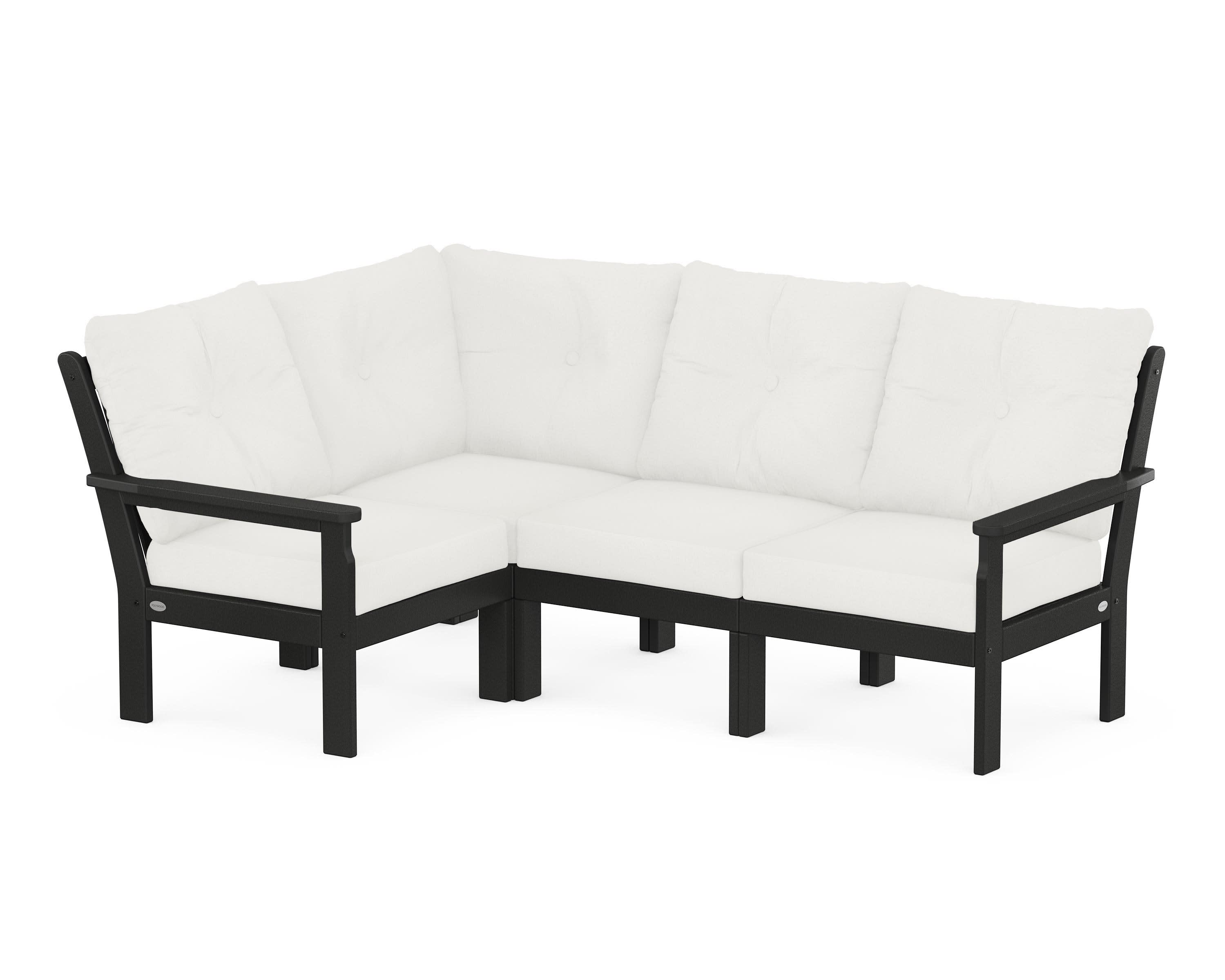 Vineyard 4-Piece Sectional in Black / Natural Linen