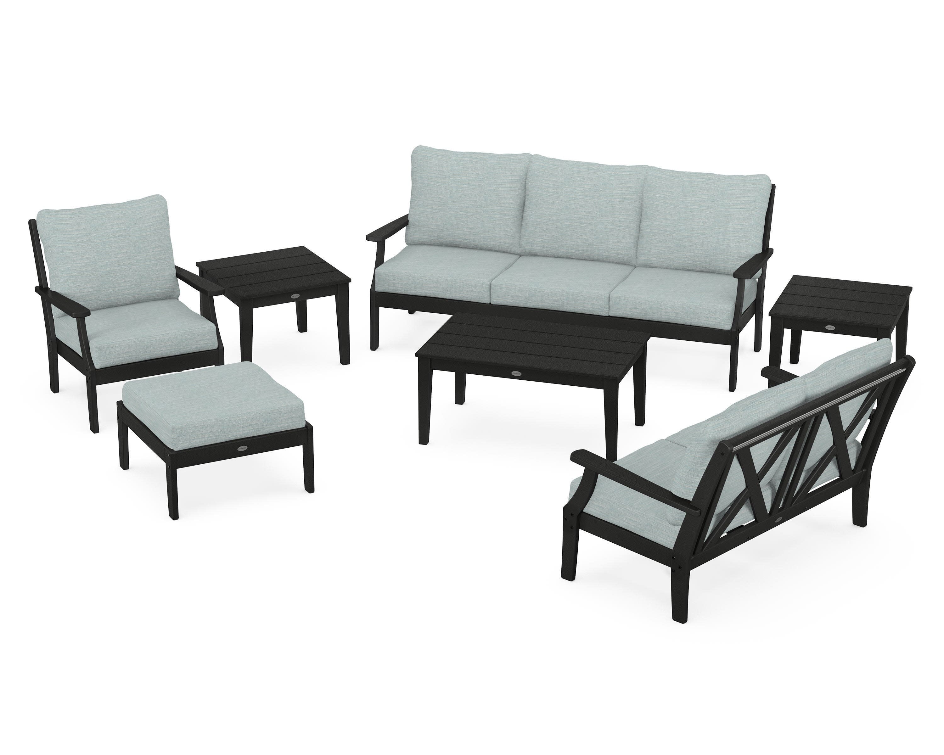 Braxton 7-Piece Deep Seating Set in Black / Soothe Mist