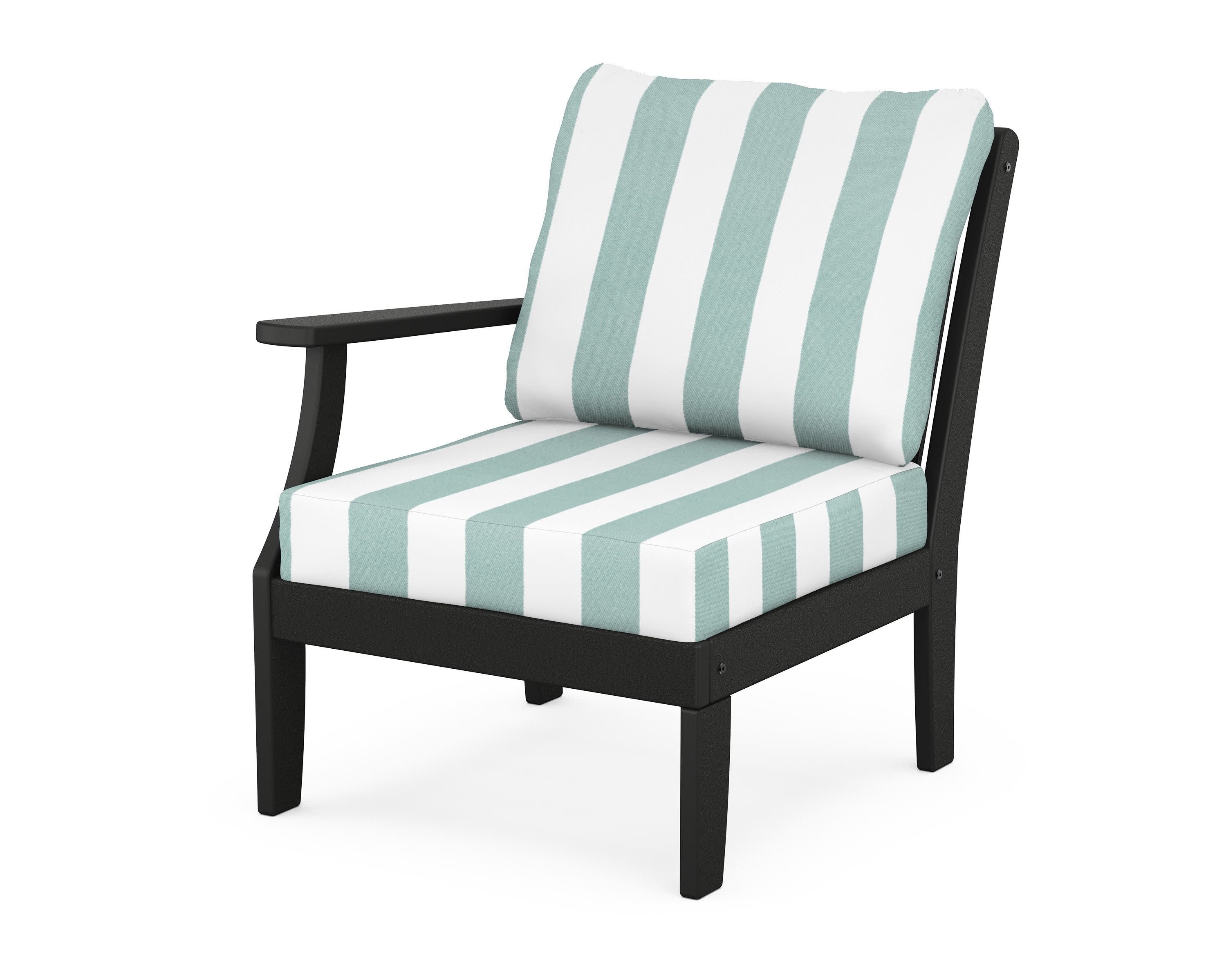 Braxton Modular Left Arm Chair in Black / Cabana Stripe Glacier Spa
