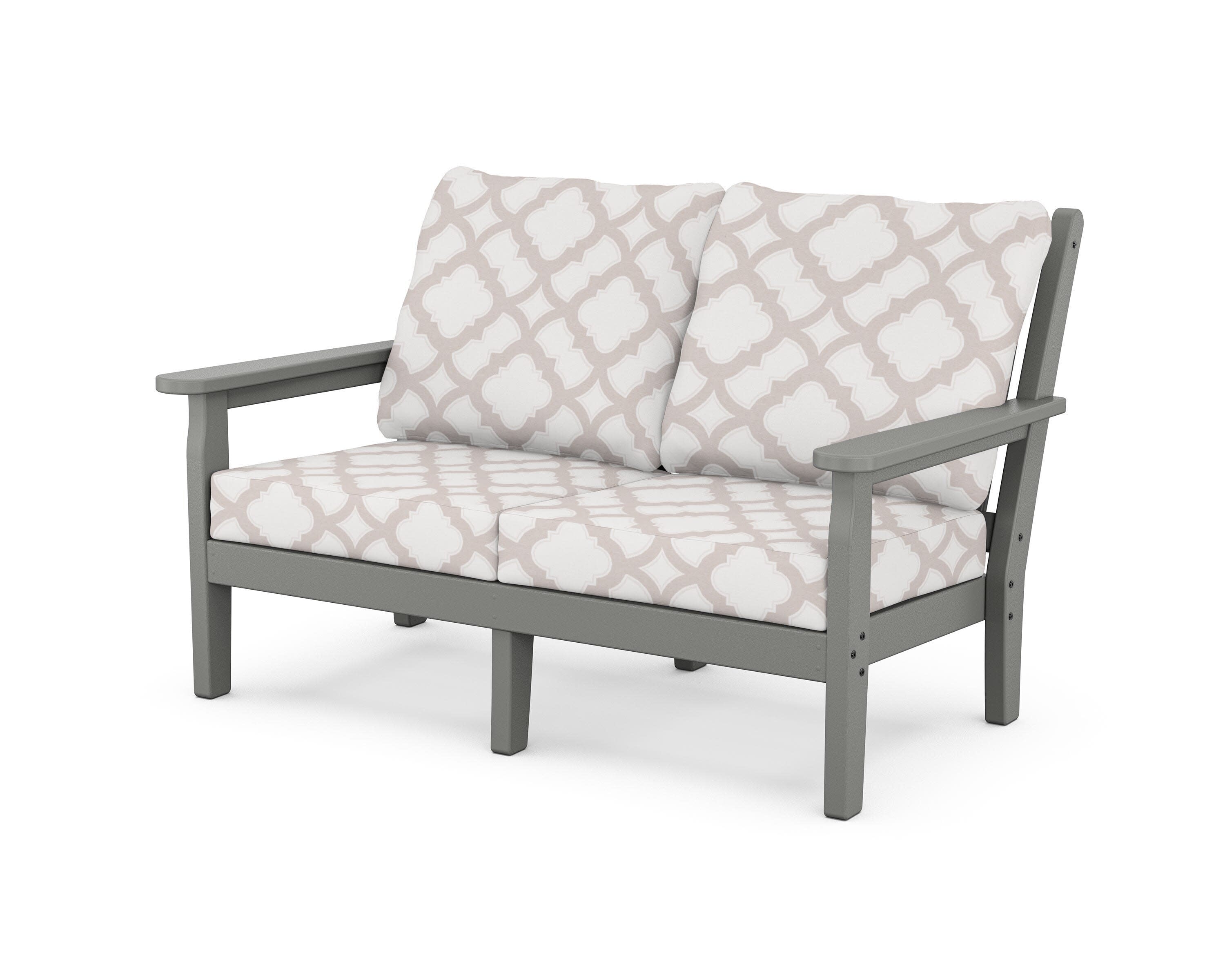 Chippendale Deep Seating Loveseat in Slate Grey / Trellis Dune Burlap
