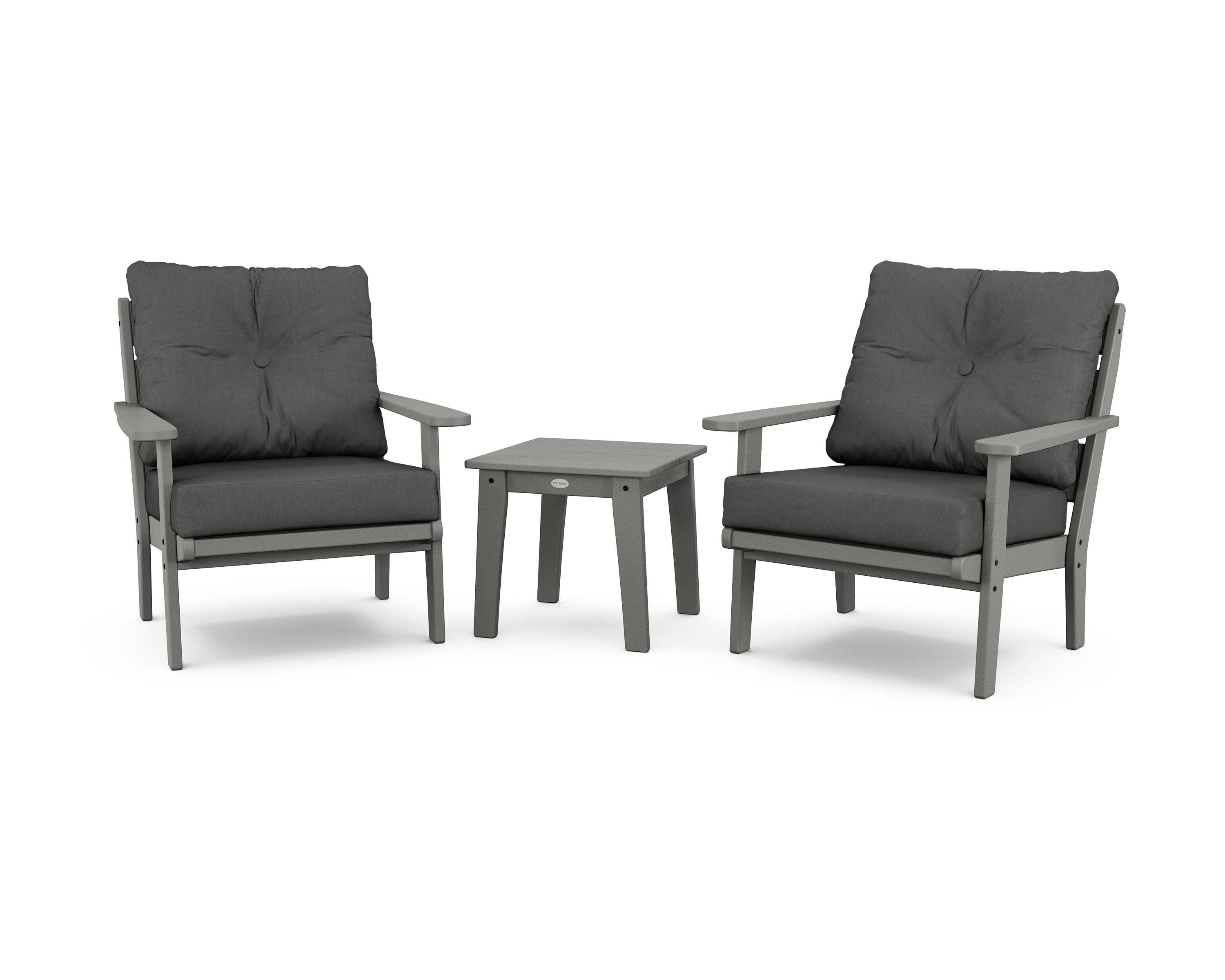 Lakeside 3-Piece Deep Seating Chair Set in Slate Grey / Spectrum Carbon
