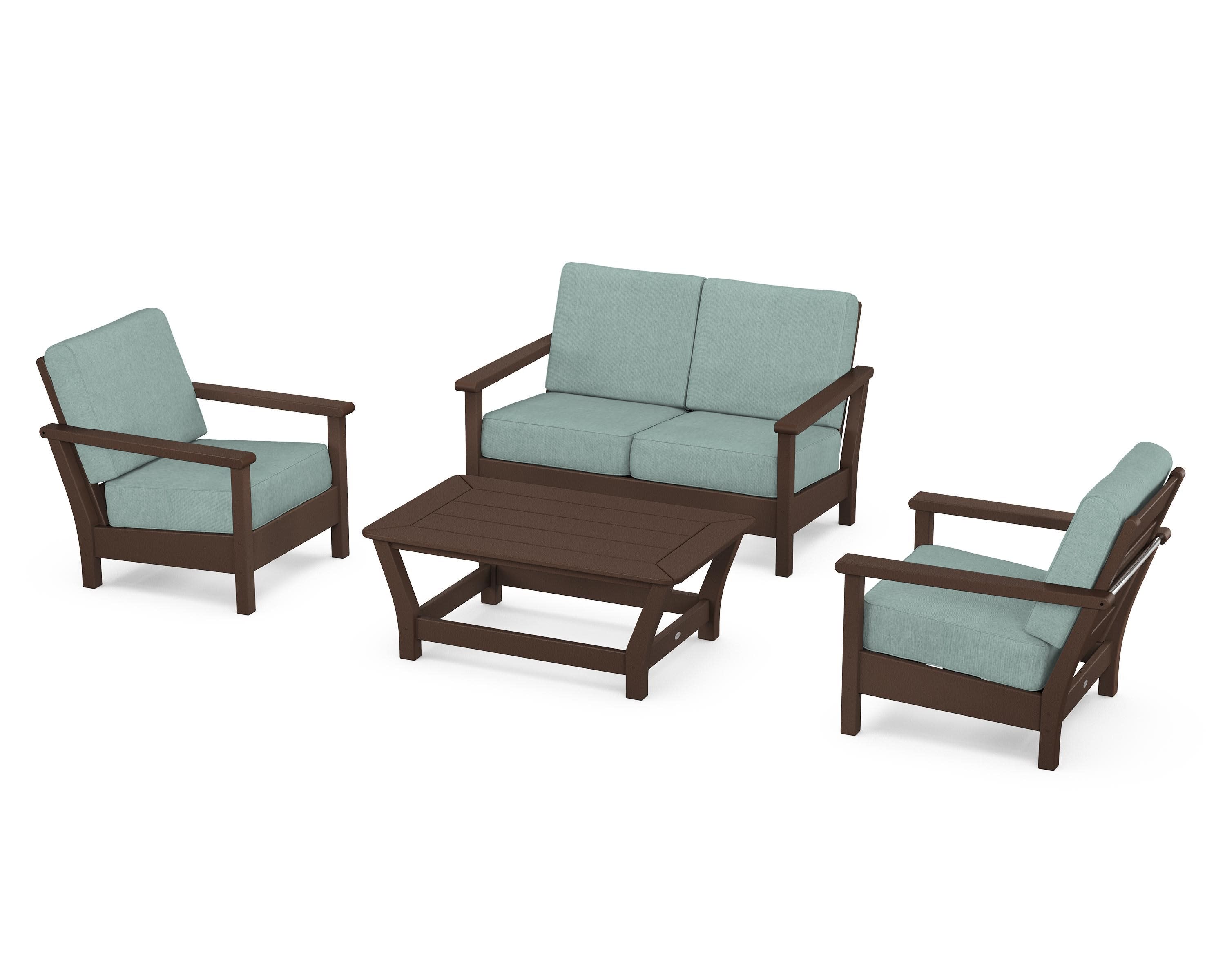 Harbour 4-Piece Deep Seating Set in Mahogany / Glacier Spa