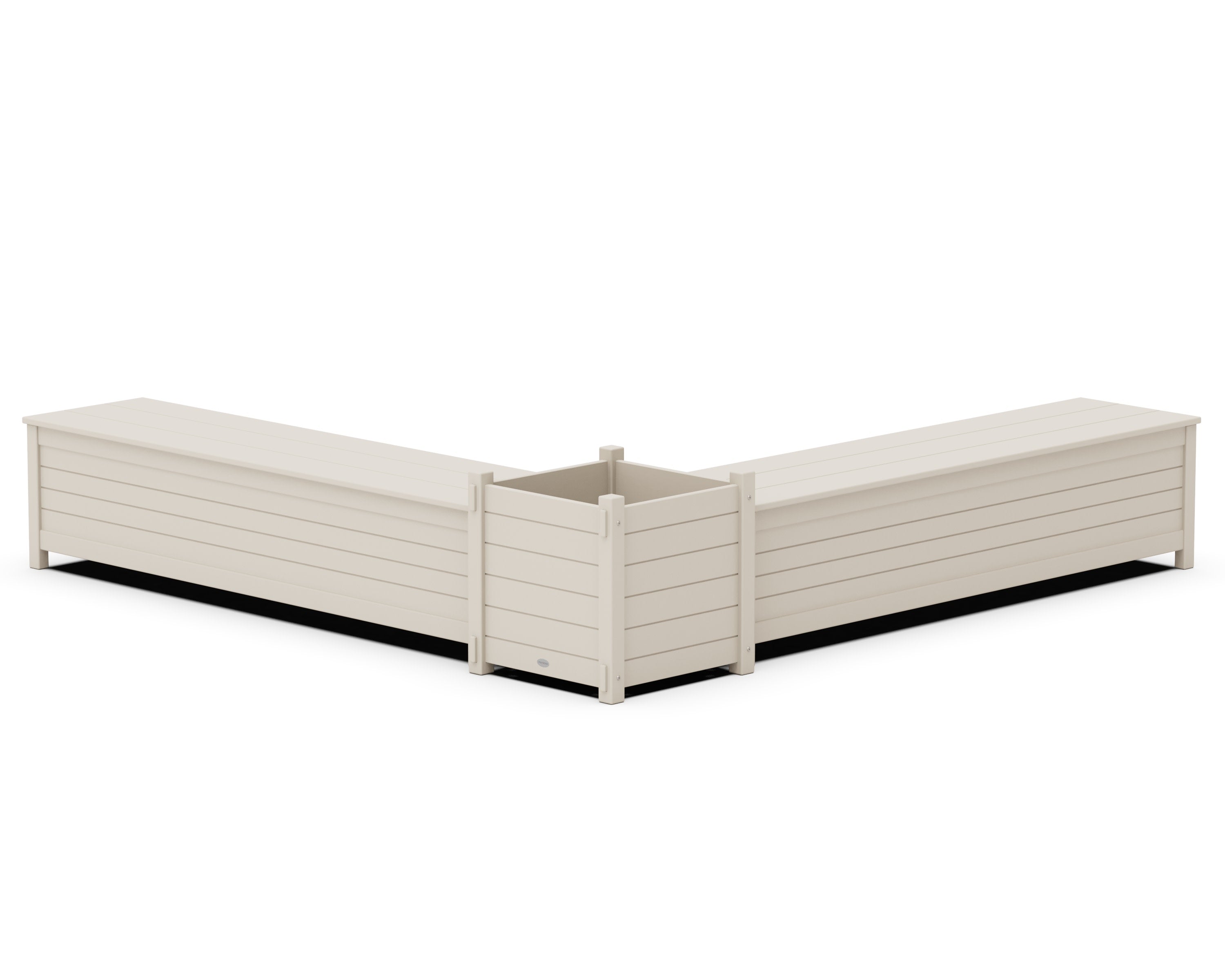 72" Nautical L- Shaped Planter Storage Bench Set- Large in Sand