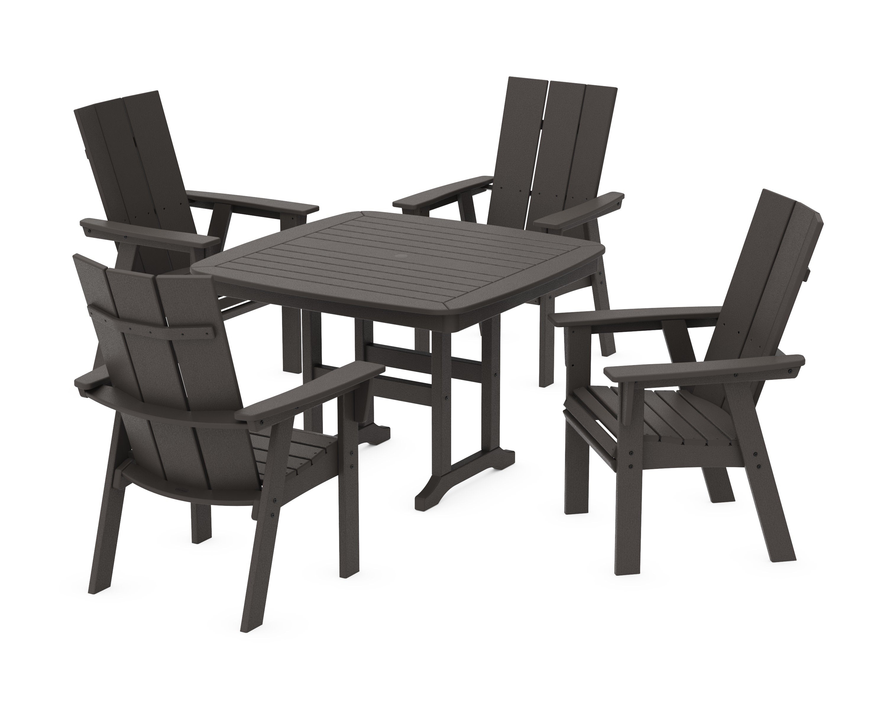 Modern Curveback Adirondack 5-Piece Dining Set in Vintage Coffee