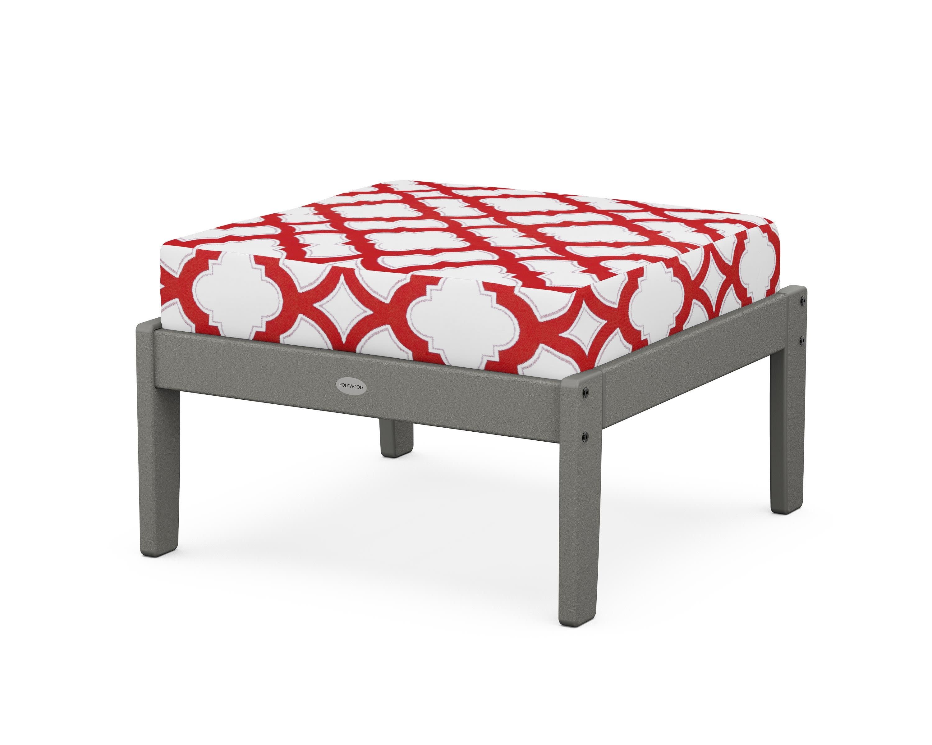 Braxton Deep Seating Ottoman in Slate Grey / Trellis Crimson