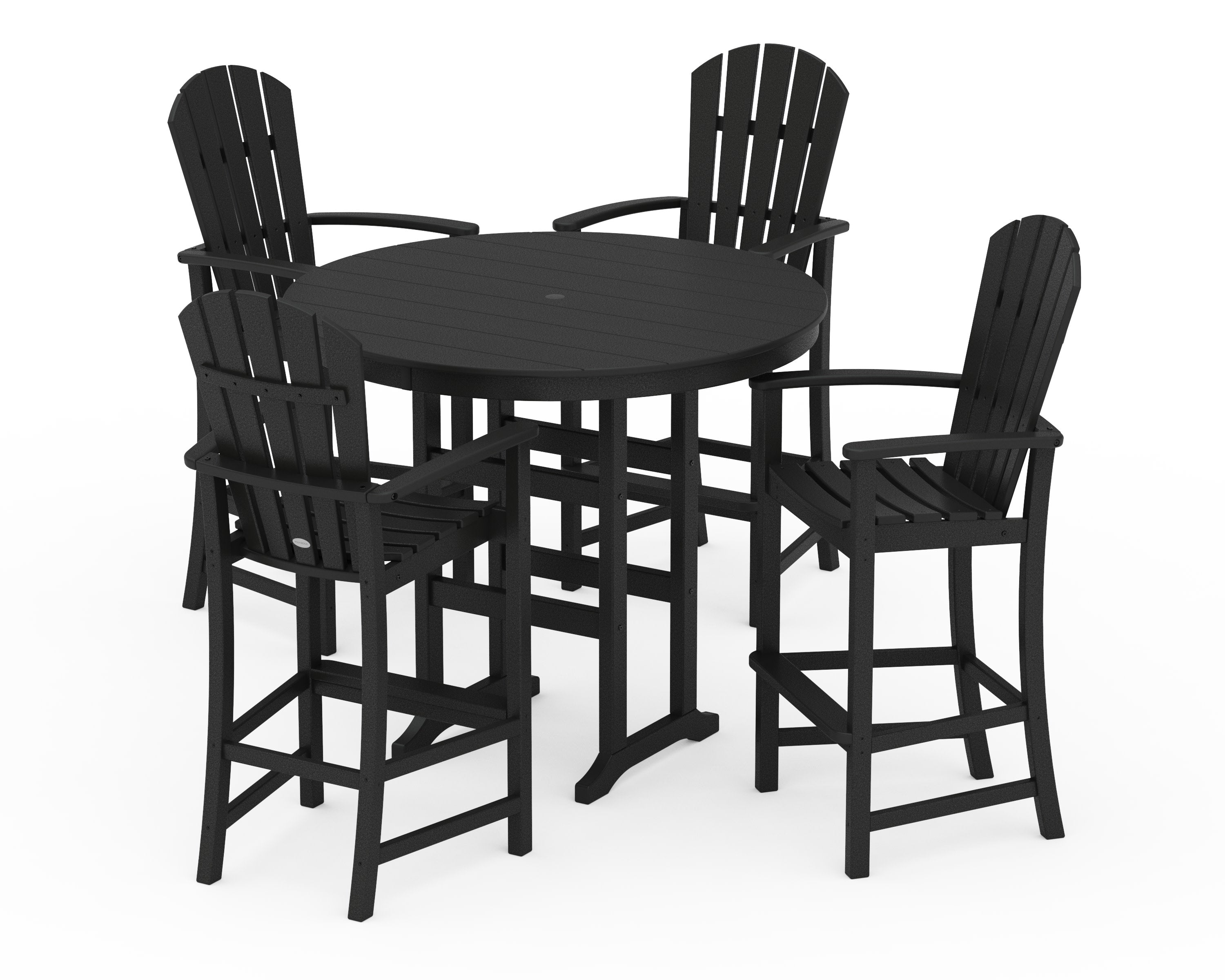 Palm Coast 5-Piece Round Farmhouse Bar Set in Black