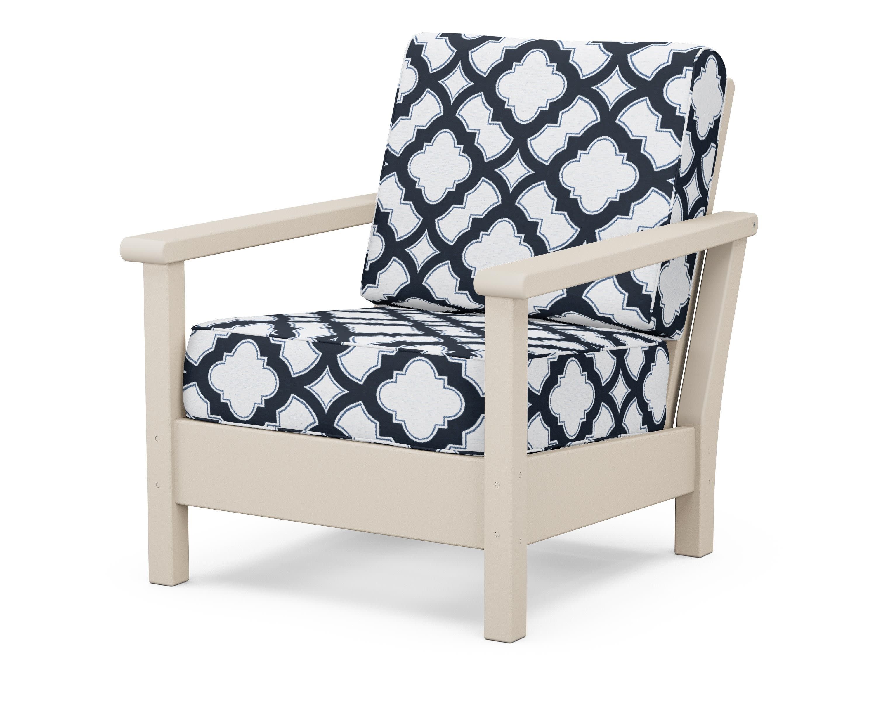 Harbour Deep Seating Chair in Sand / Trellis Marine Indigo