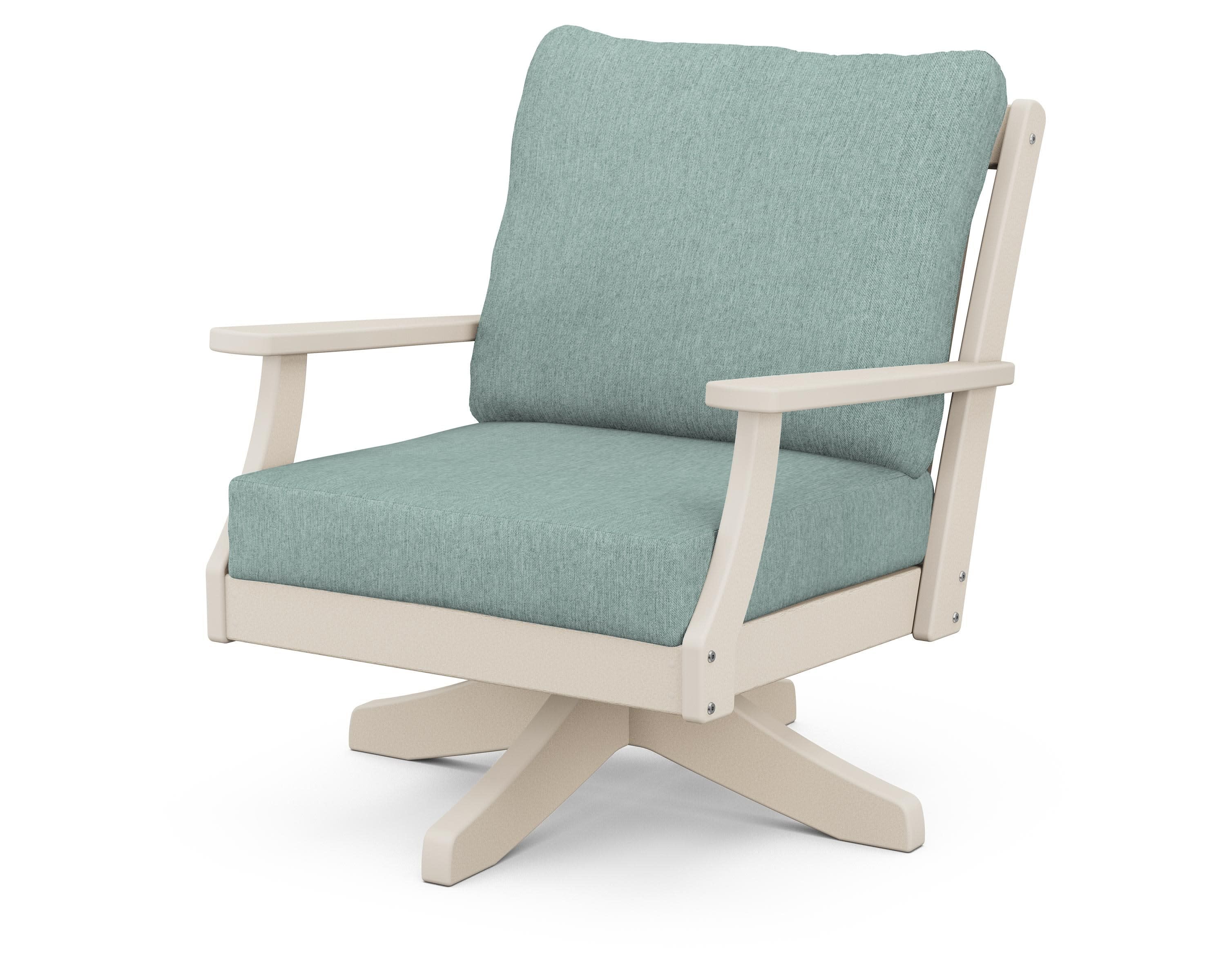 Braxton Deep Seating Swivel Chair in Sand / Glacier Spa