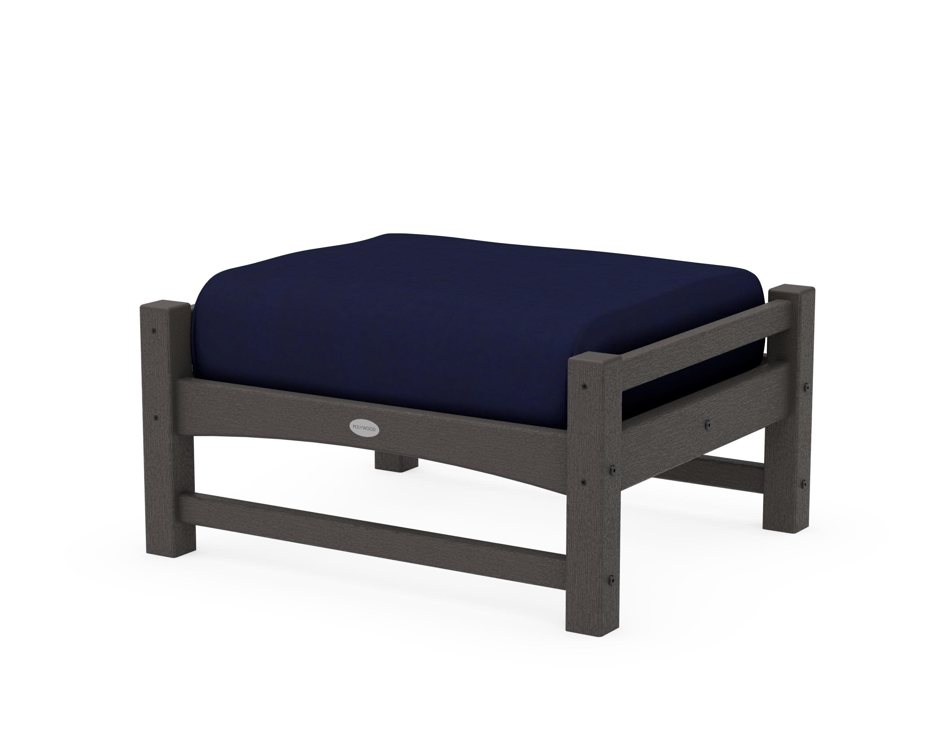 Club Ottoman in Vintage Coffee / Navy