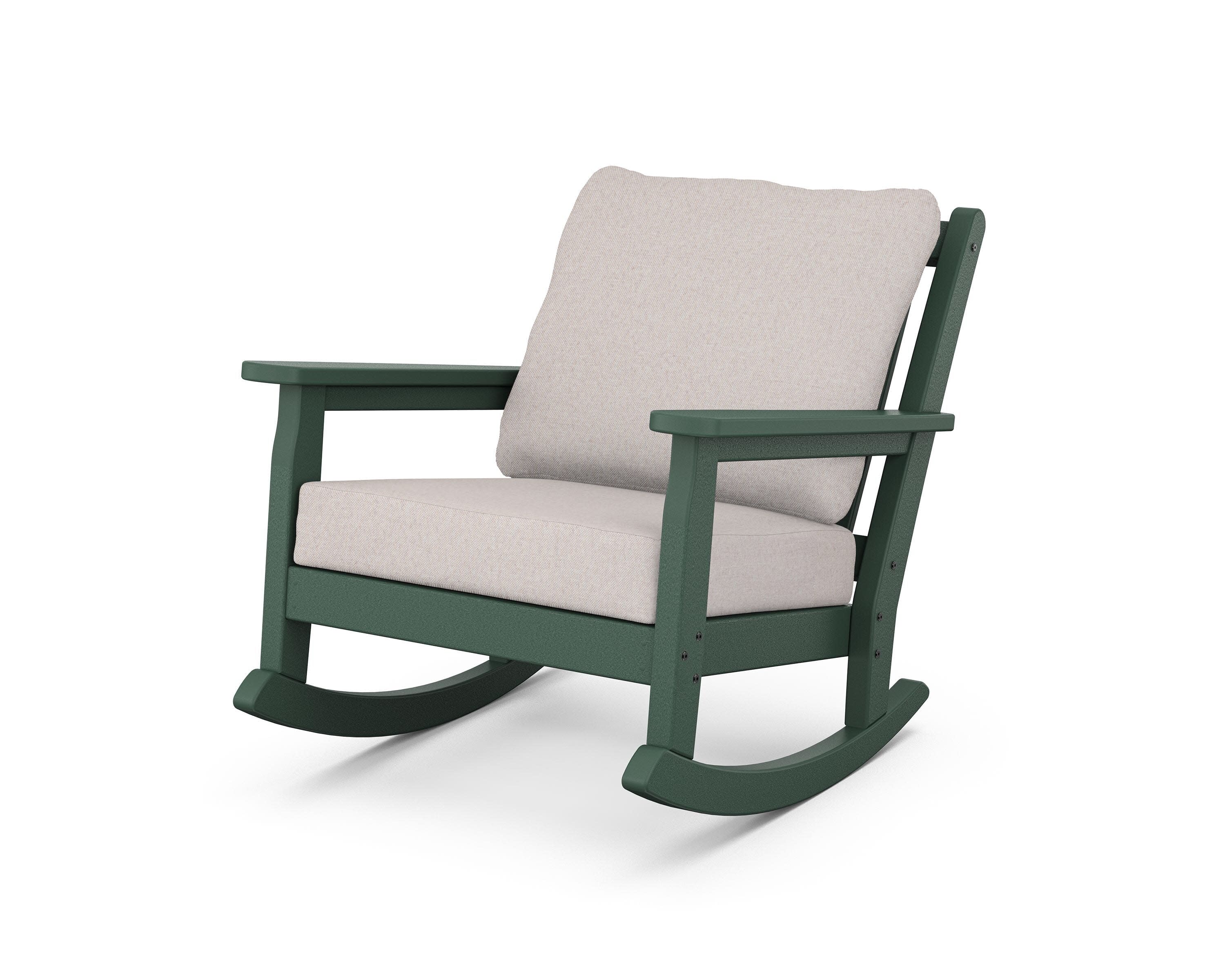 Chippendale Deep Seating Rocking Chair in Green / Dune Burlap