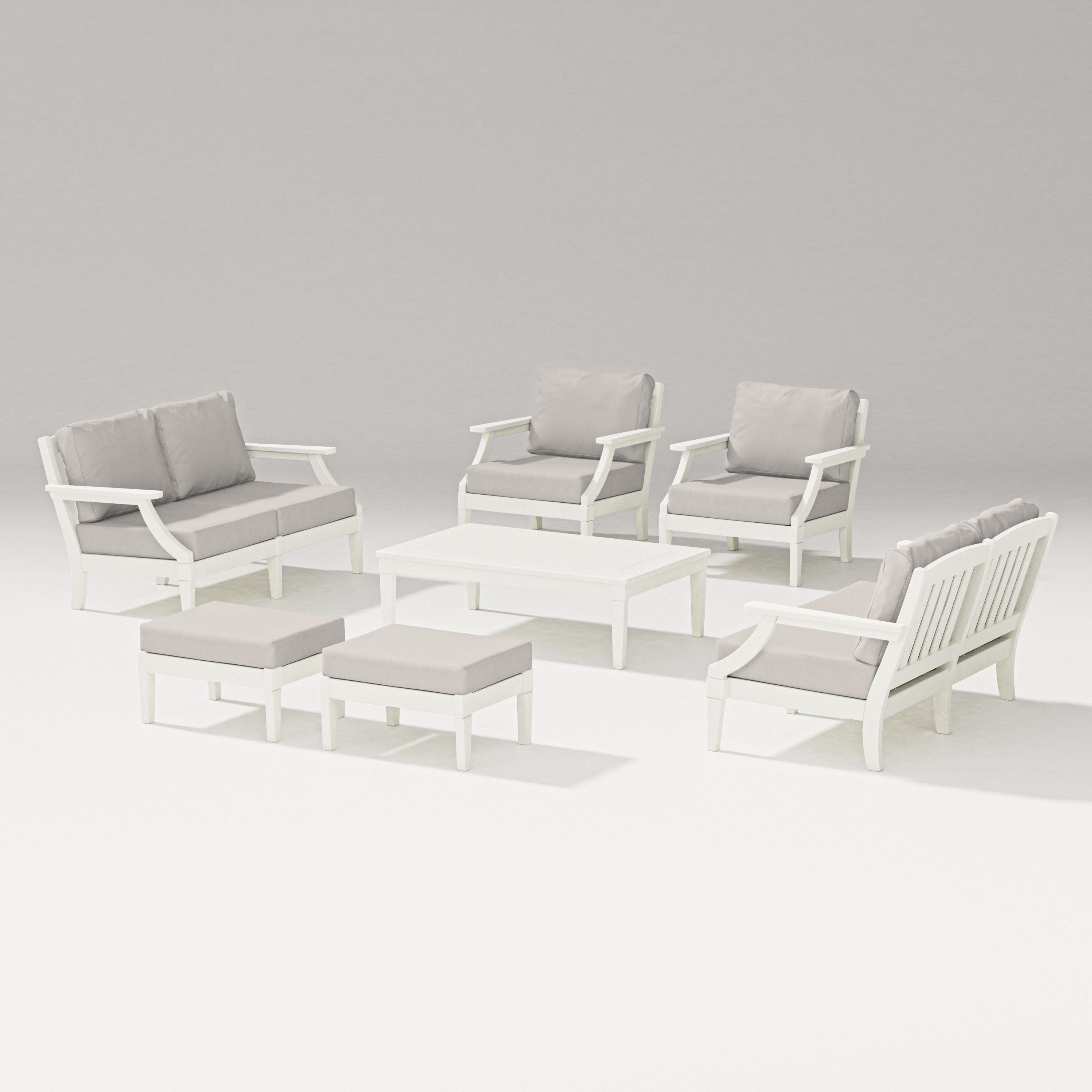 Estate 7-Piece Lounge Loveseat Set in Vintage White / Cast Ash