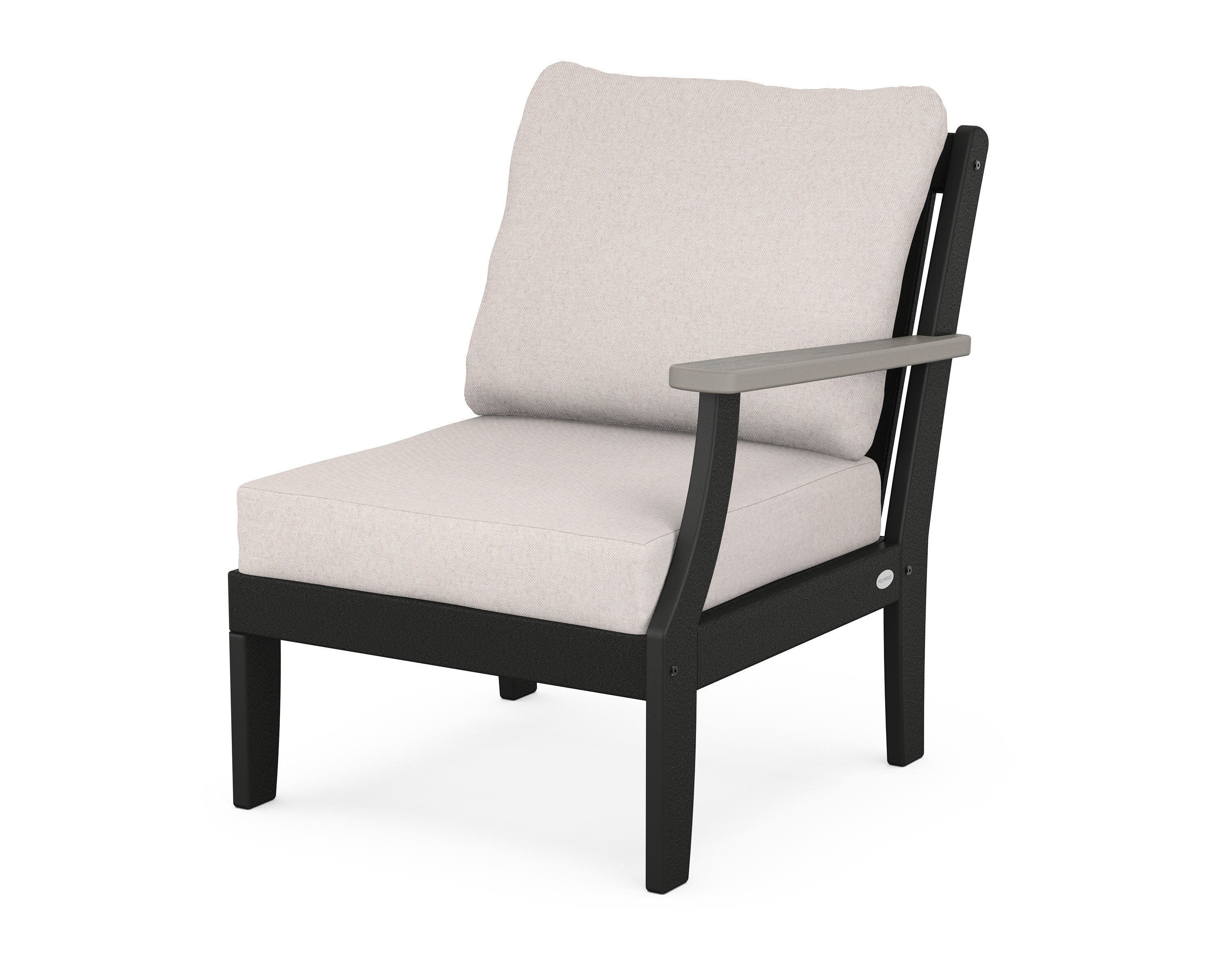 Braxton Modular Right Arm Chair in Black / Driftwood / Dune Burlap