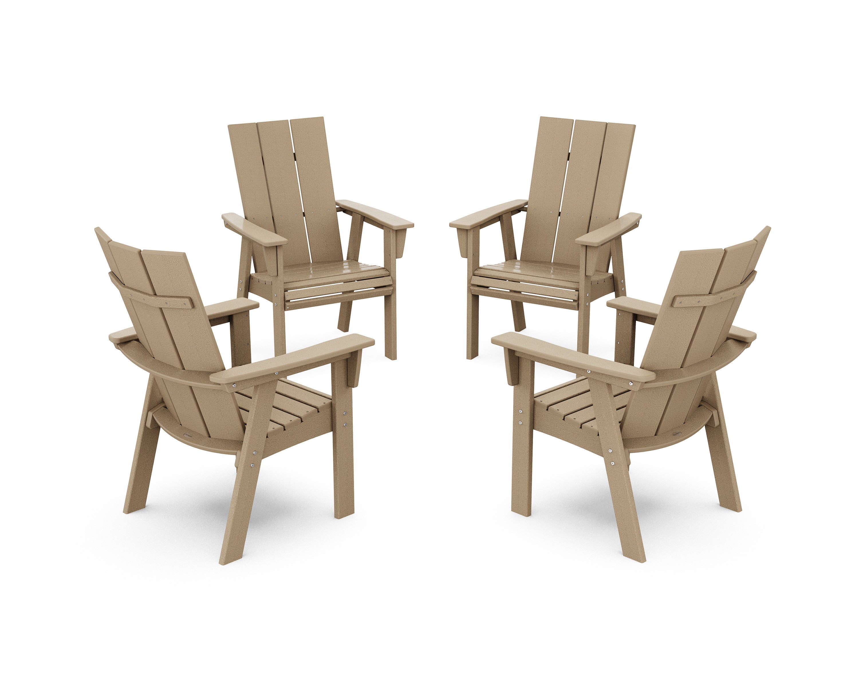 Modern 4-Piece Curveback Upright Adirondack Conversation Set in Vintage Sahara