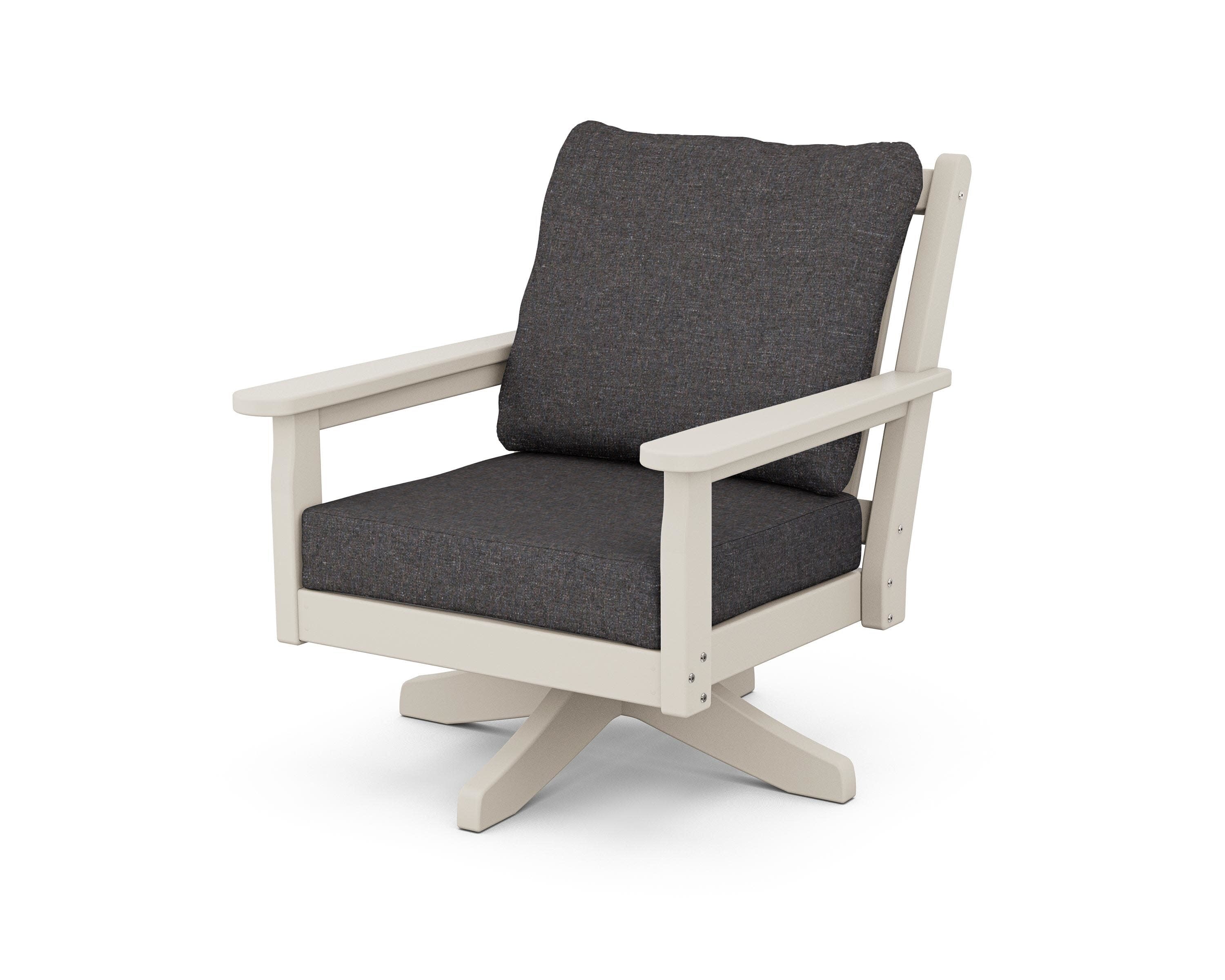 Chippendale Deep Seating Swivel Chair in Sand / Ash Charcoal