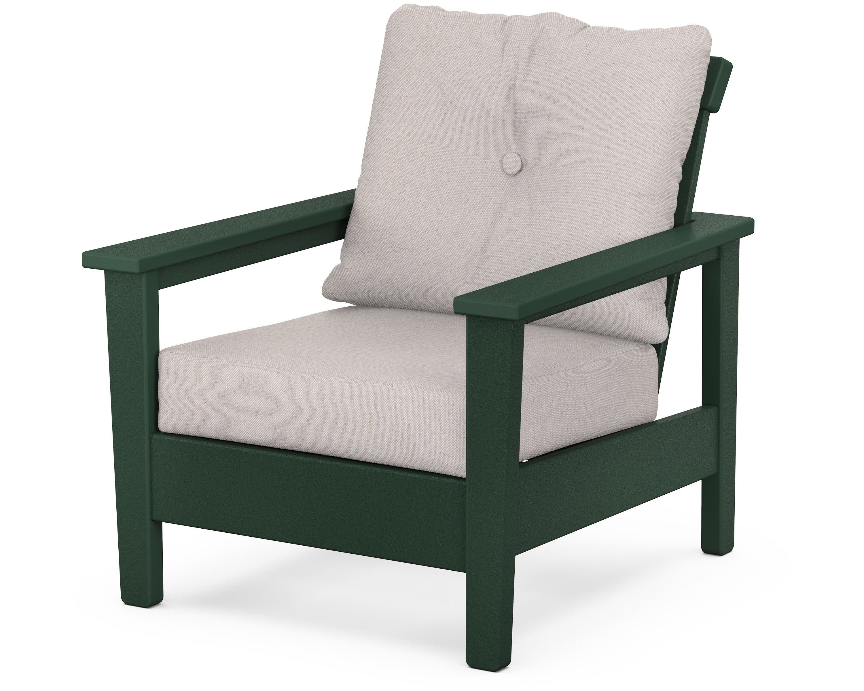 Prescott Deep Seating Chair in Green / Dune Burlap