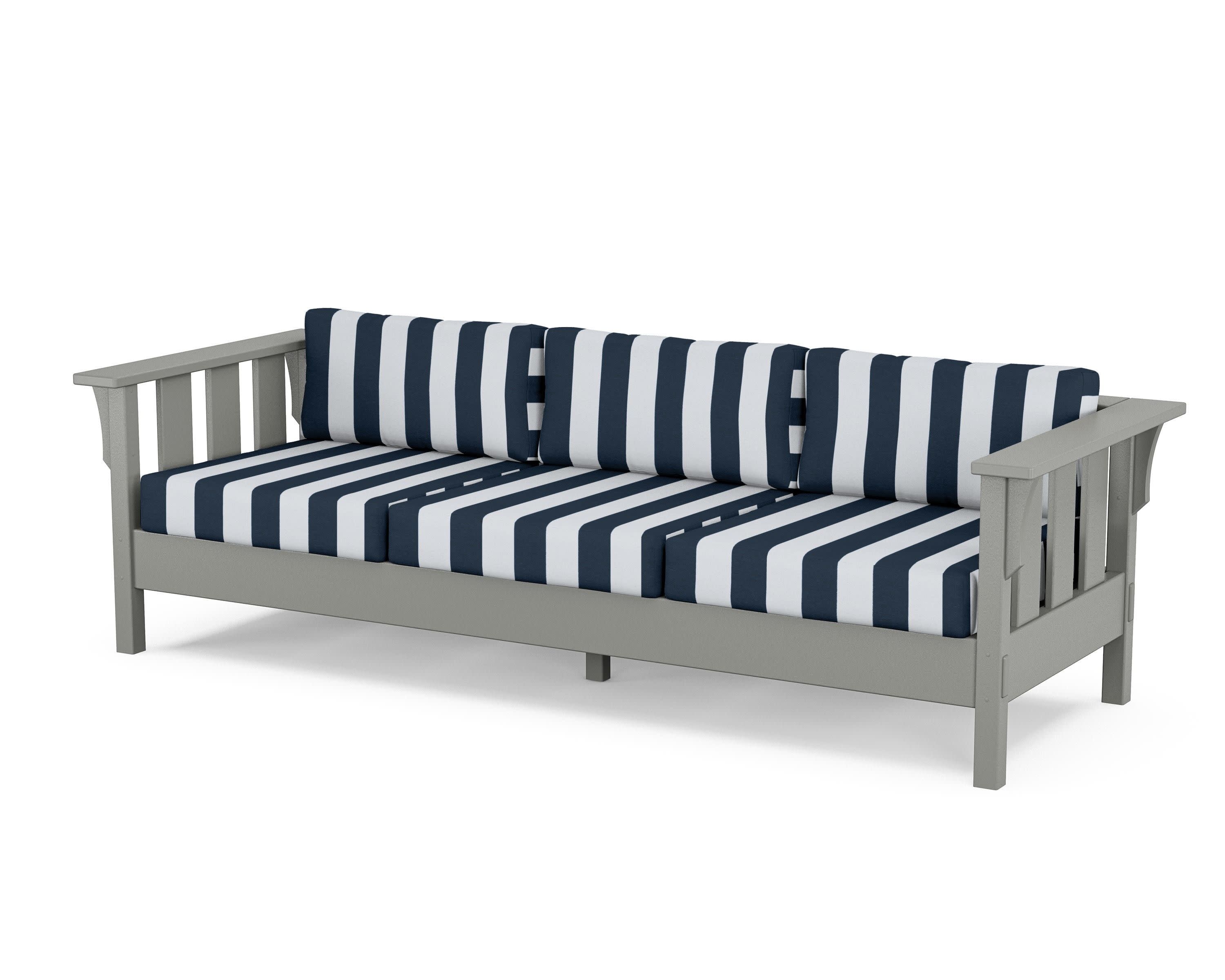 Acadia Deep Seating Sofa in Slate Grey / Cabana Stripe Marine Indigo