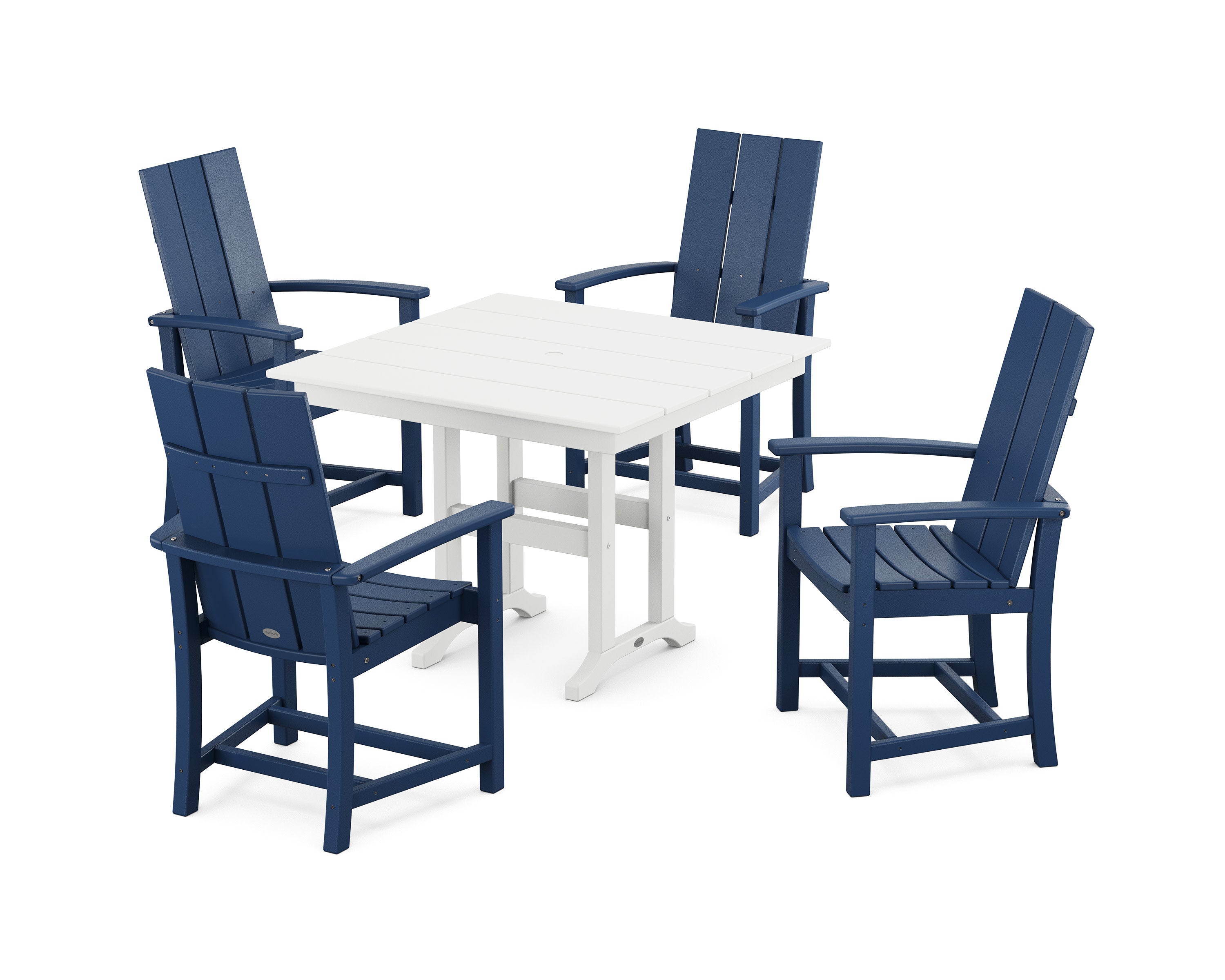 Modern Adirondack 5-Piece Farmhouse Dining Set in Navy / White