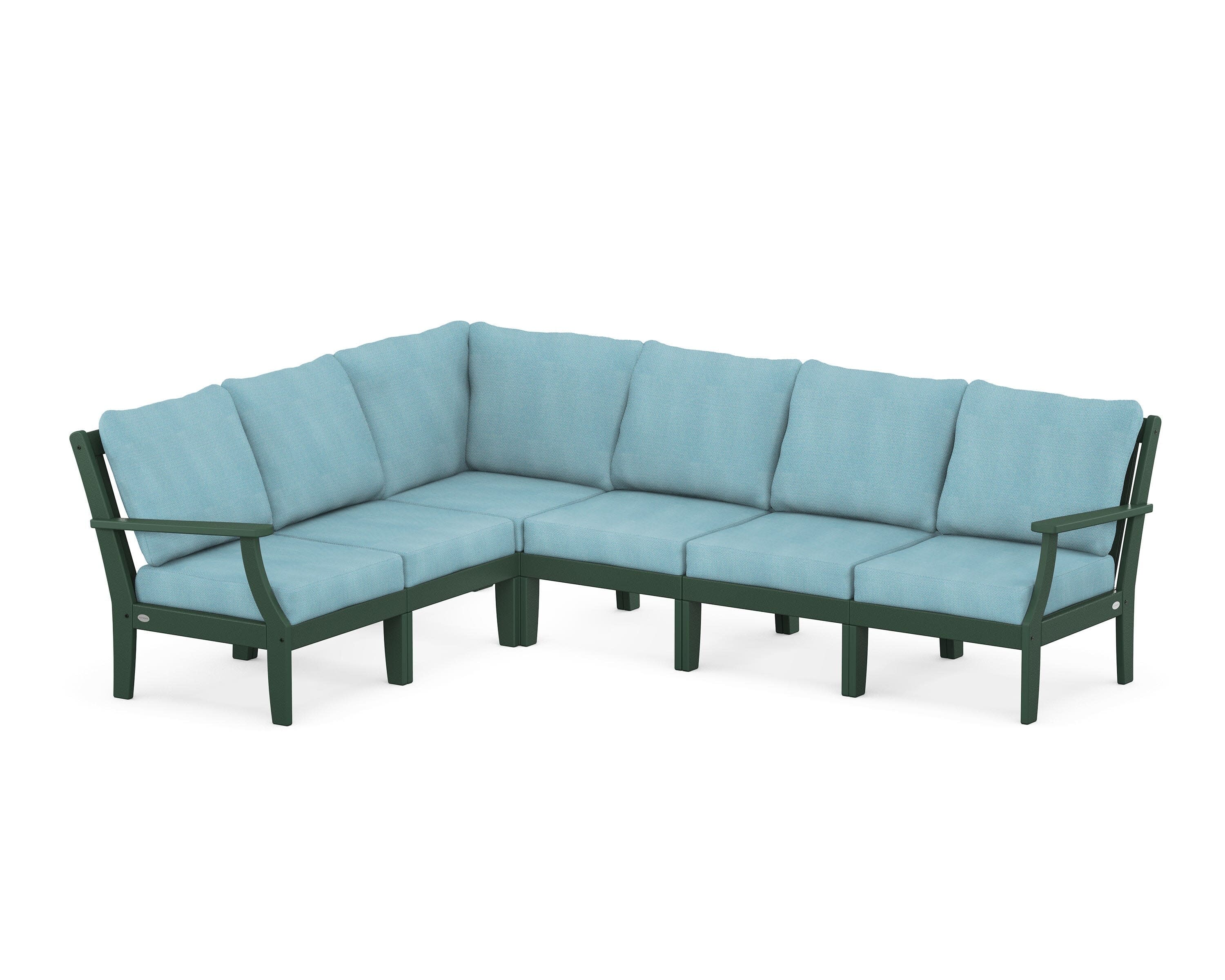 Braxton Modular 6-Piece Deep Seating Set in Green / Lattice Sky Blue