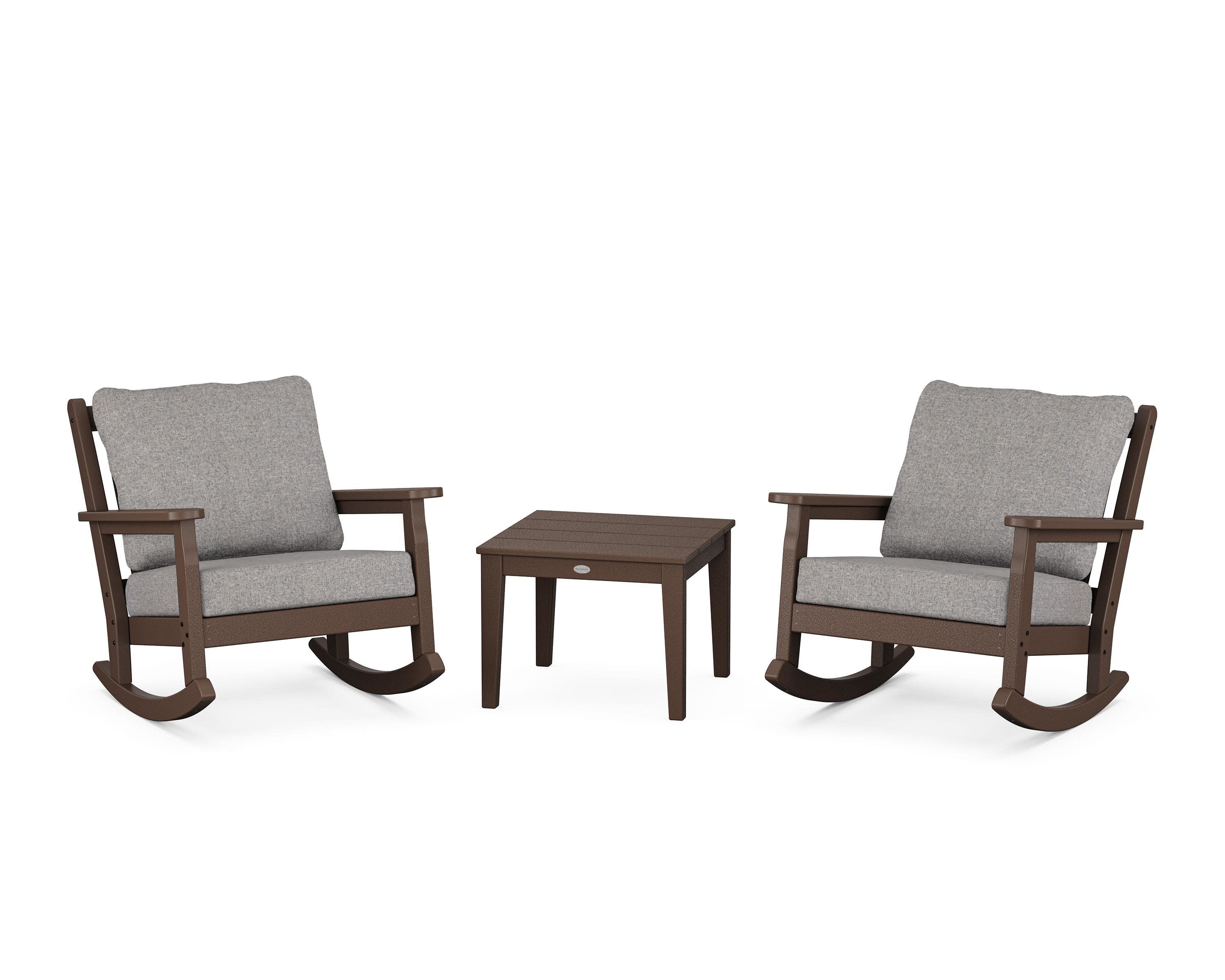 Chippendale 3-Piece Deep Seating Rocker Set in Mahogany / Grey Mist
