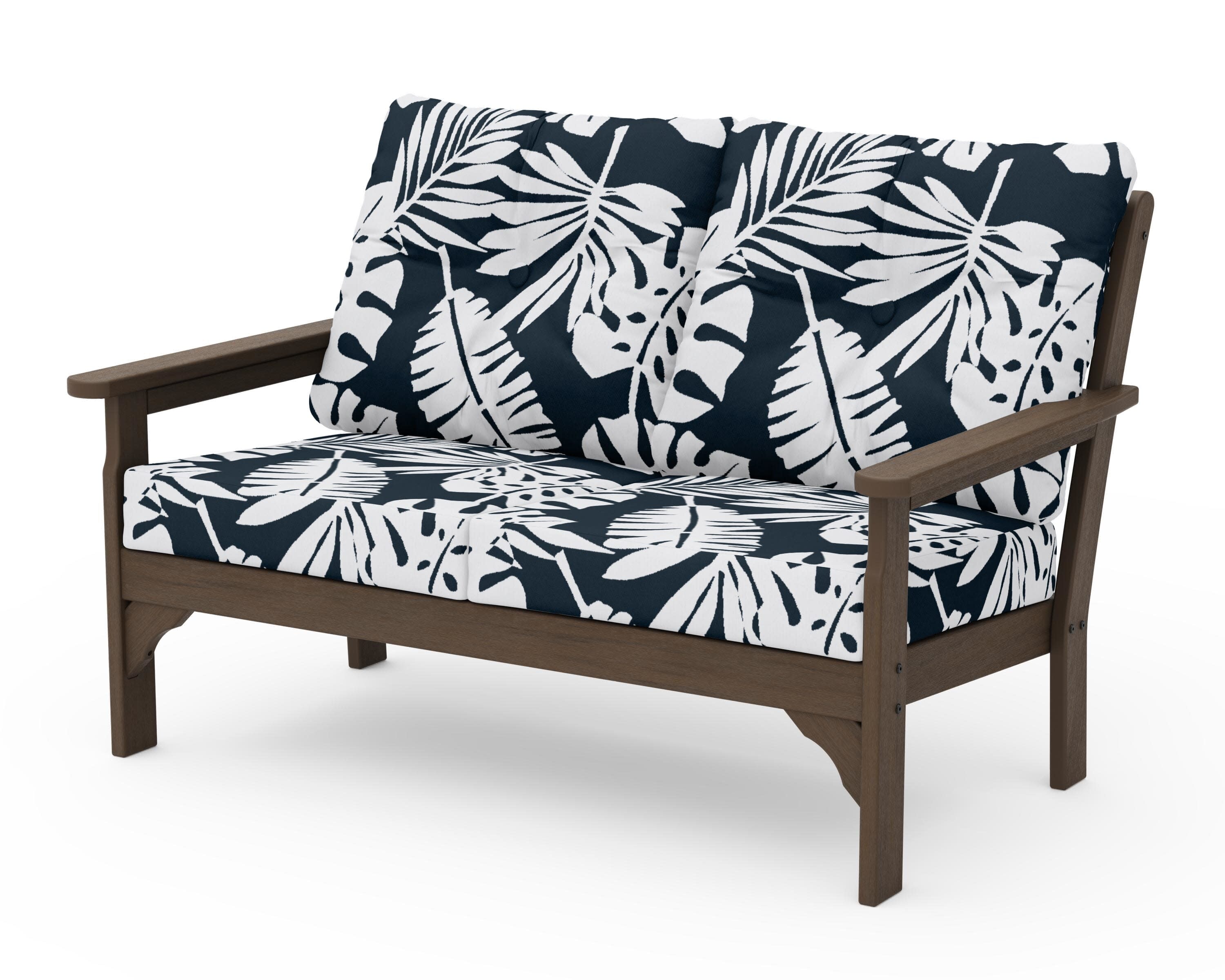 Vineyard Deep Seating Loveseat in Kona / Leaf Marine Indigo