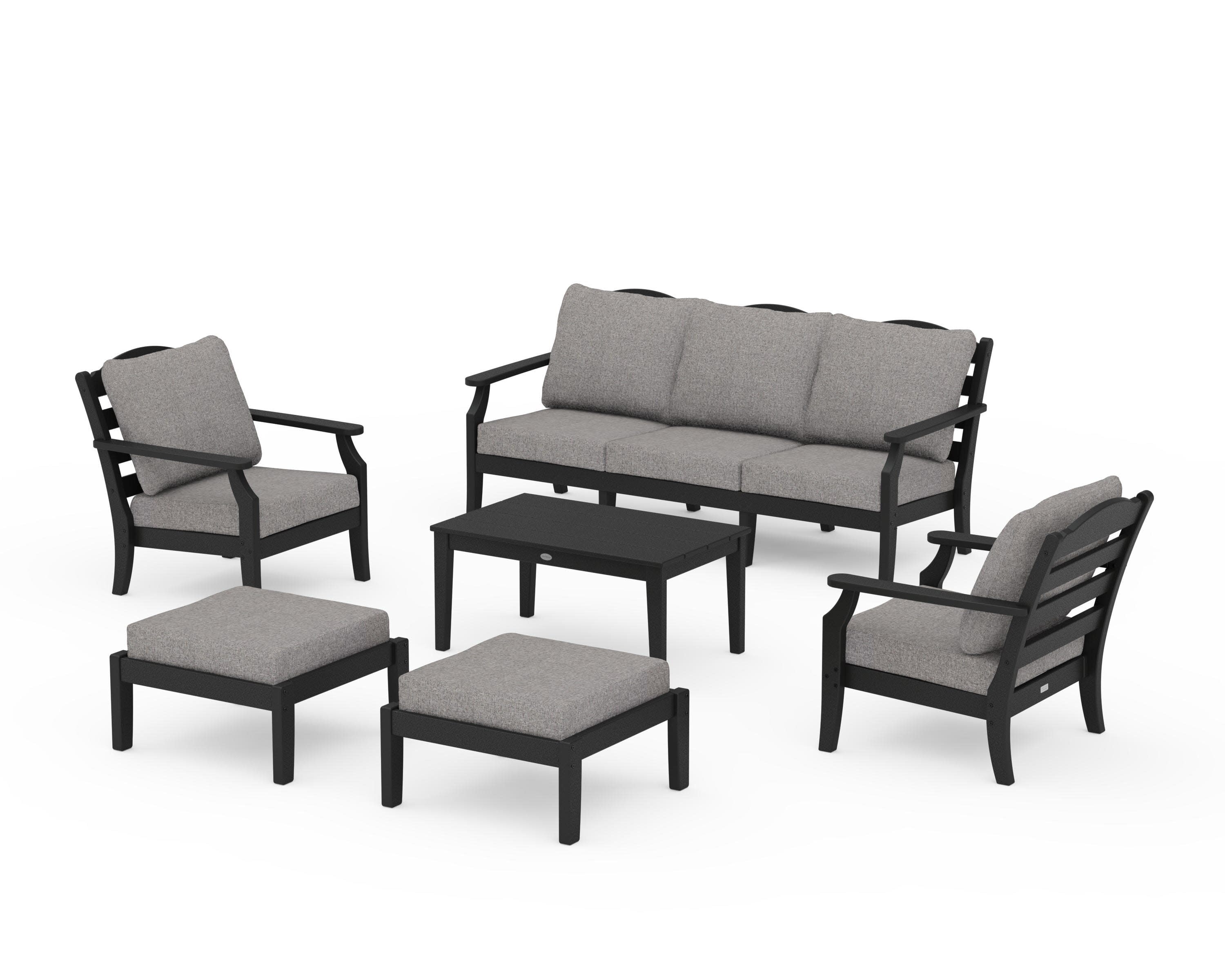 Savannah 6-Piece Lounge Sofa Set in Black / Grey Mist