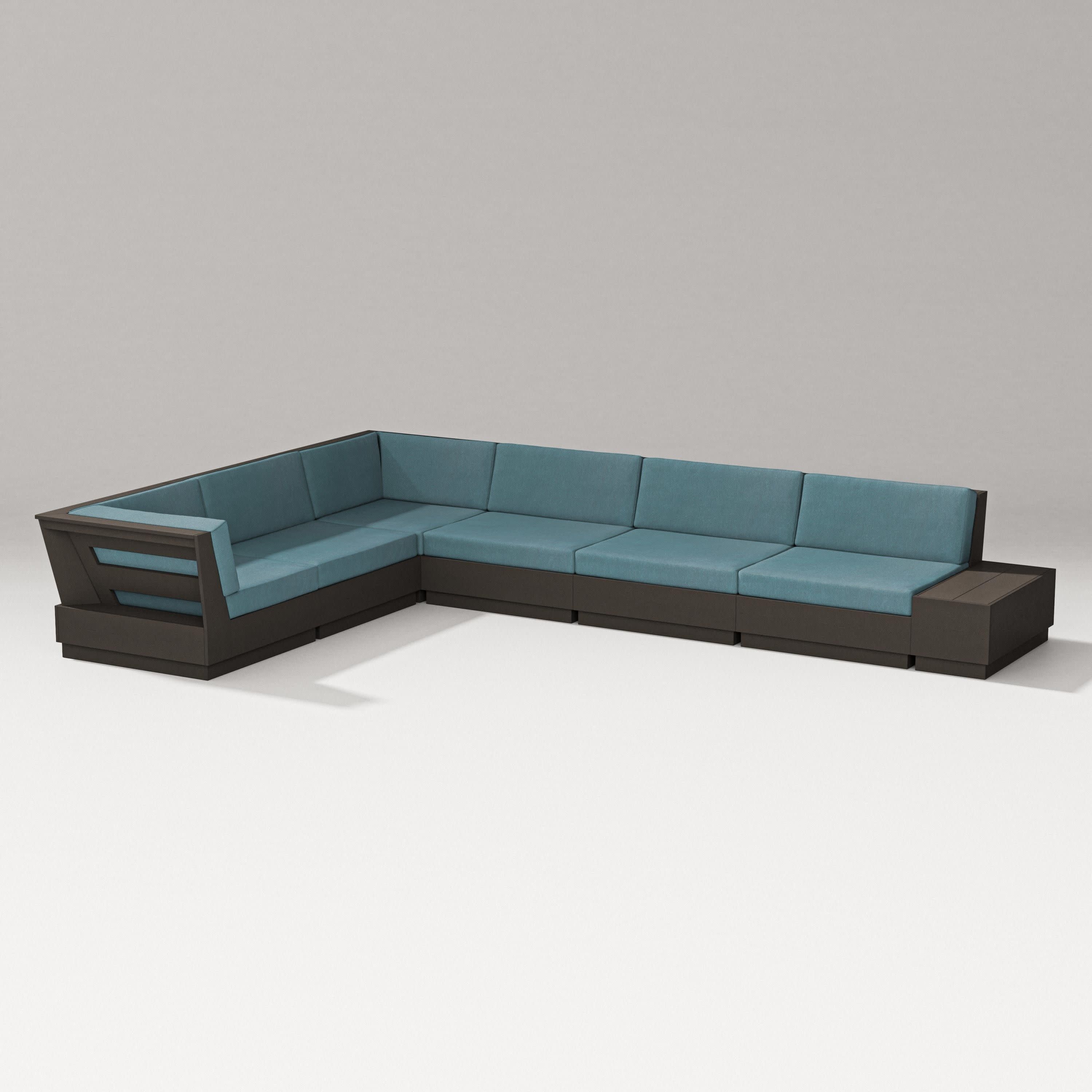 Elevate 7-Piece Corner Sectional in Vintage Coffee / Ocean Teal