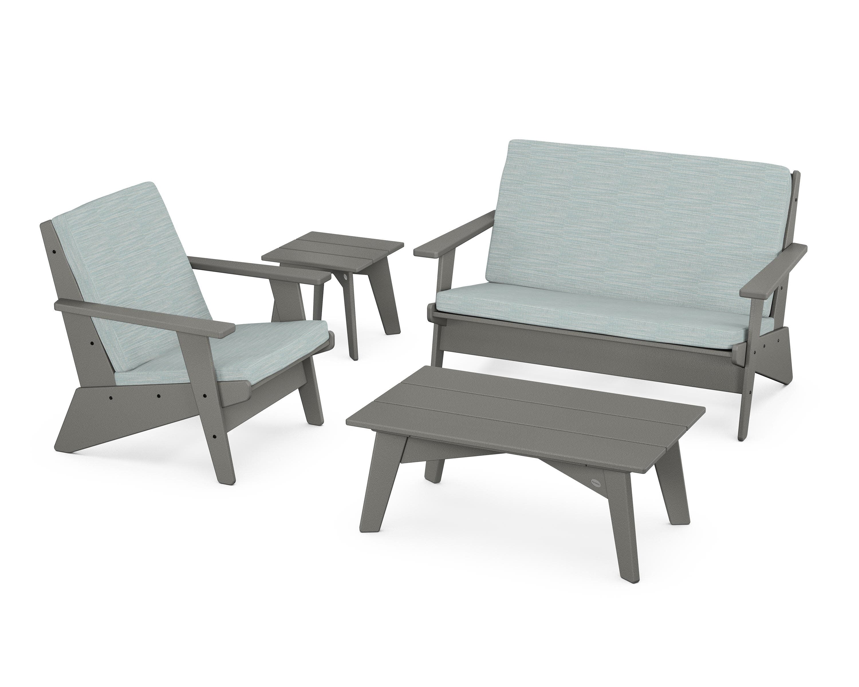 Riviera Modern Lounge 4-Piece Set in Slate Grey / Soothe Mist