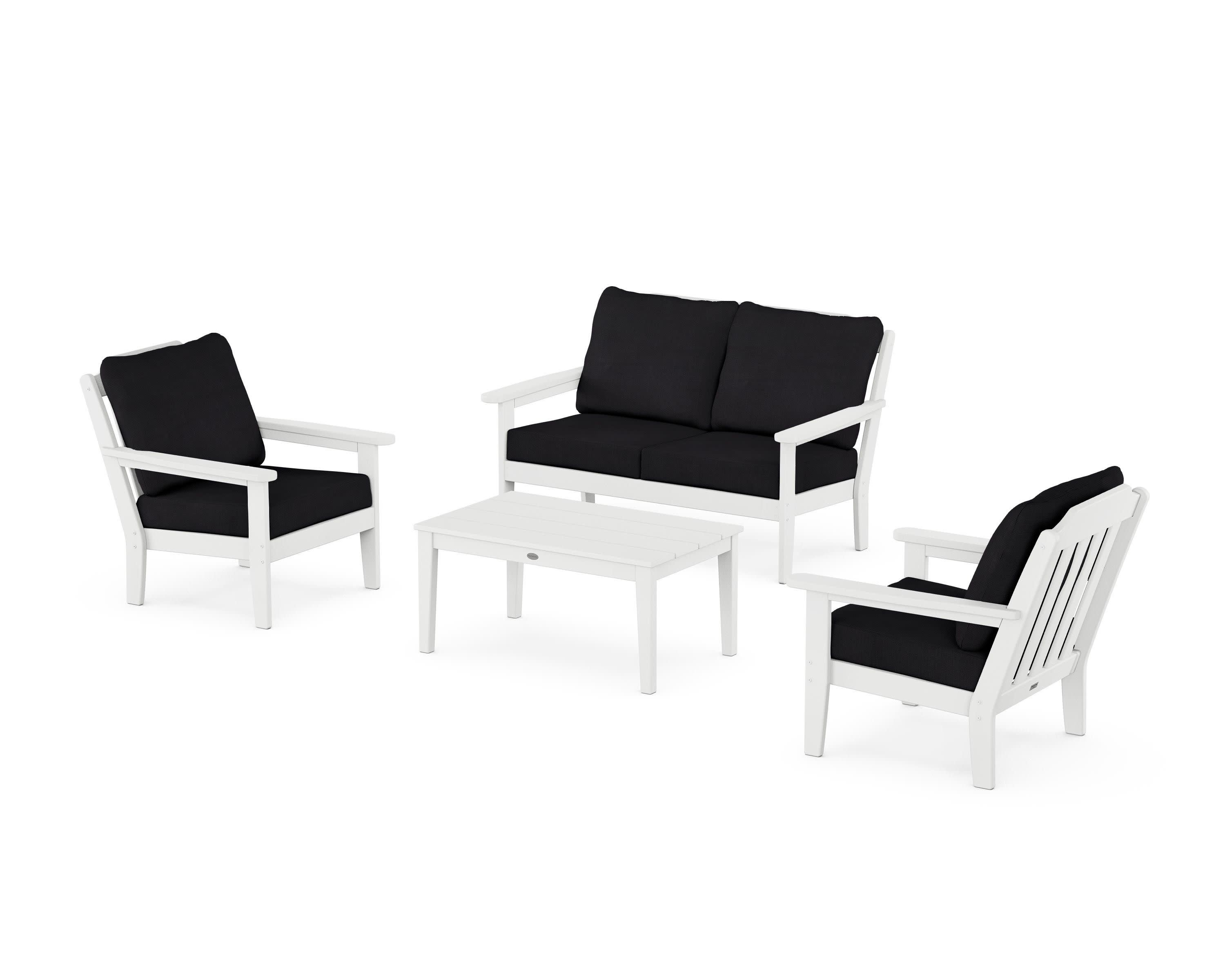 Cottage 4-Piece Deep Seating Set with Loveseat in White / Midnight Linen