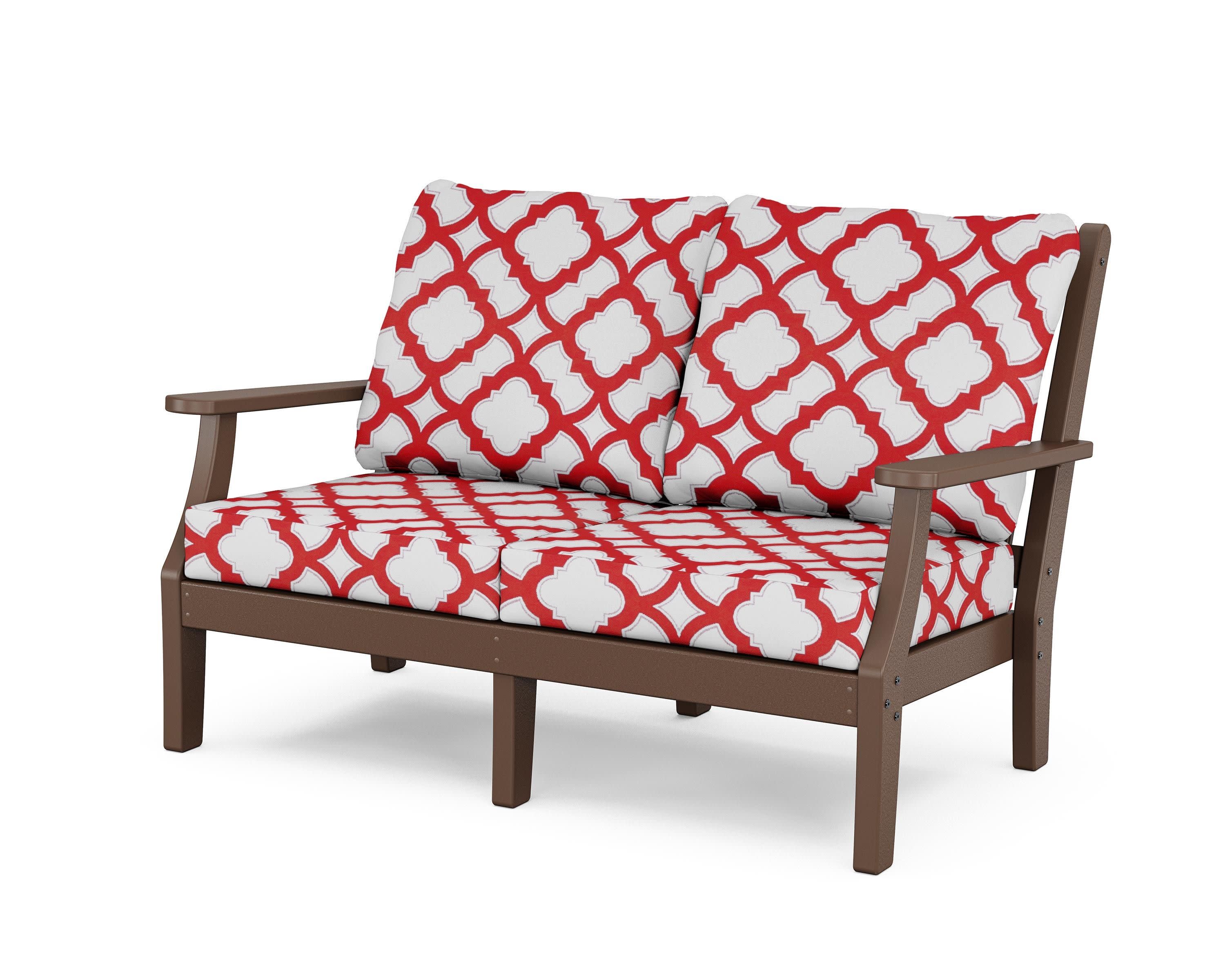 Wovendale Deep Seating Loveseat in Mahogany / Trellis Crimson