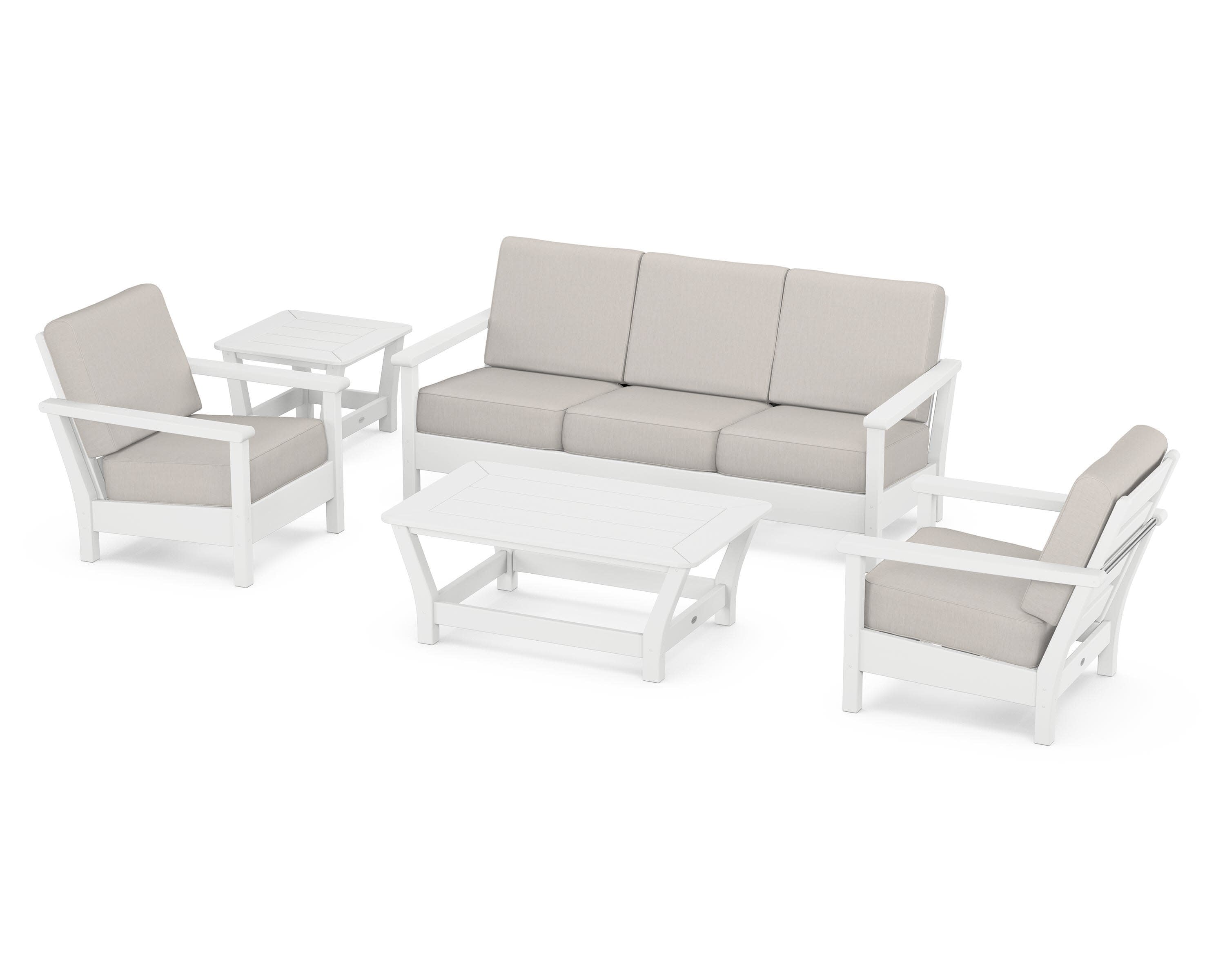 Harbour 5-Piece Deep Seating Set in White / Cast Ash