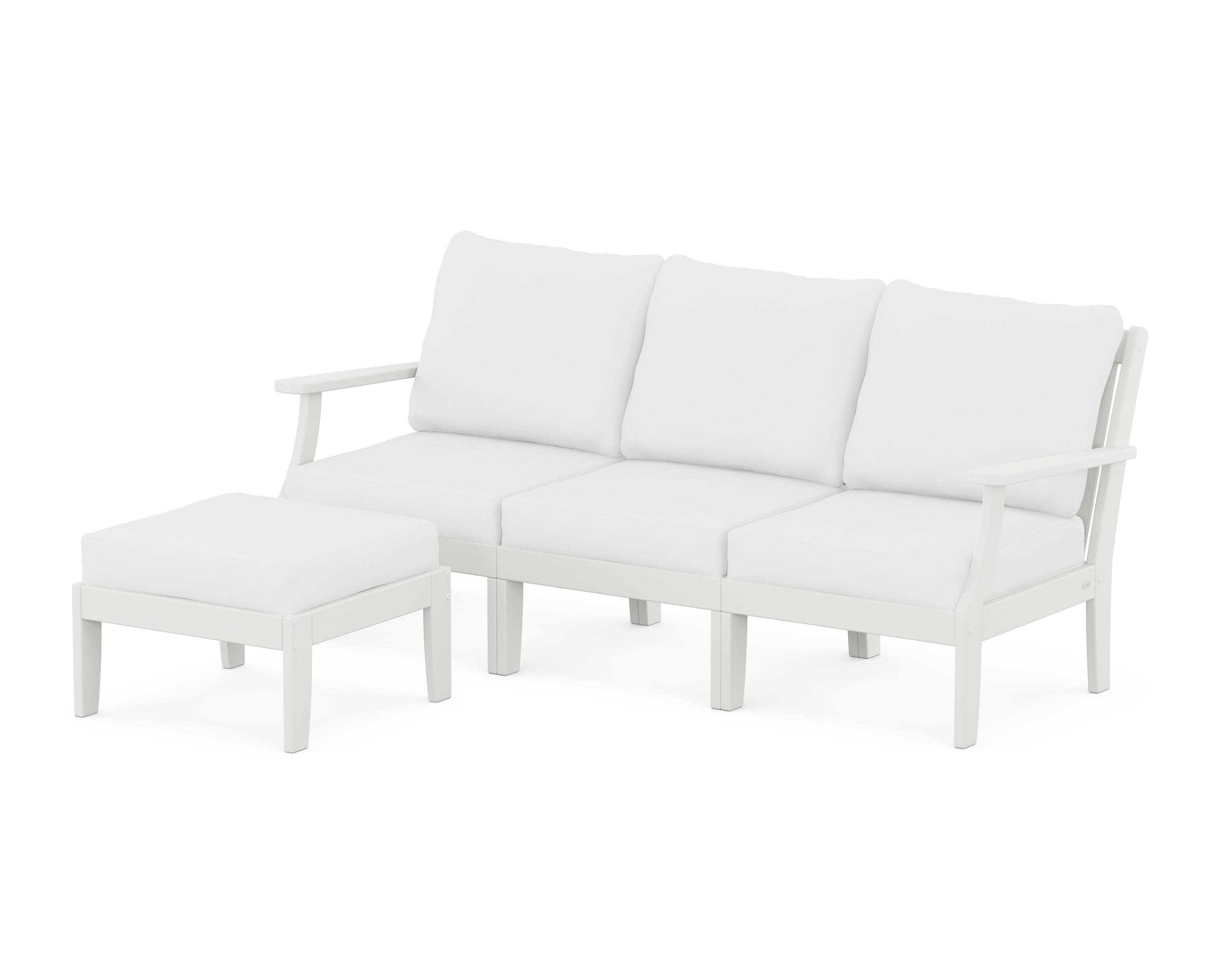 Braxton Modular 4-Piece Deep Seating Set with Ottoman in Vintage White / Natural