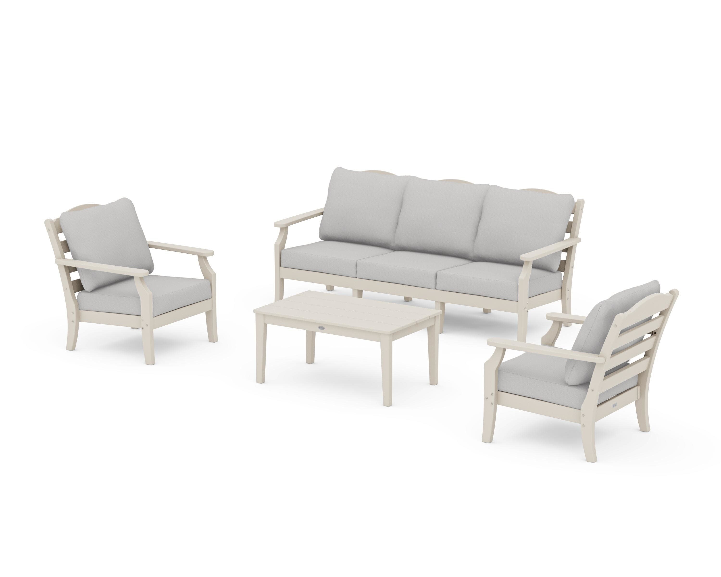 Savannah 4-Piece Deep Seating Set with Sofa in Sand / Diamond in the Rough
